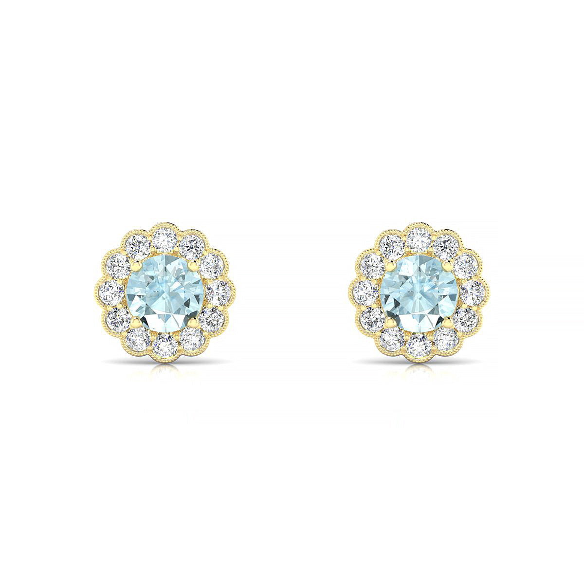 Solace | 18k Yellow Gold 4.5 mm Round Aquamarine Earrings