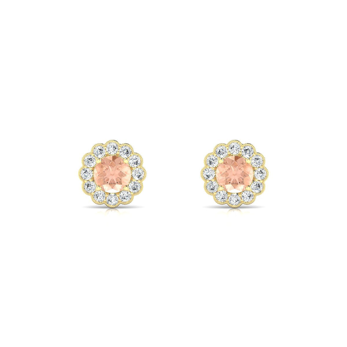 Solace | 18k Yellow Gold 4.5 mm Round Morganite Earrings