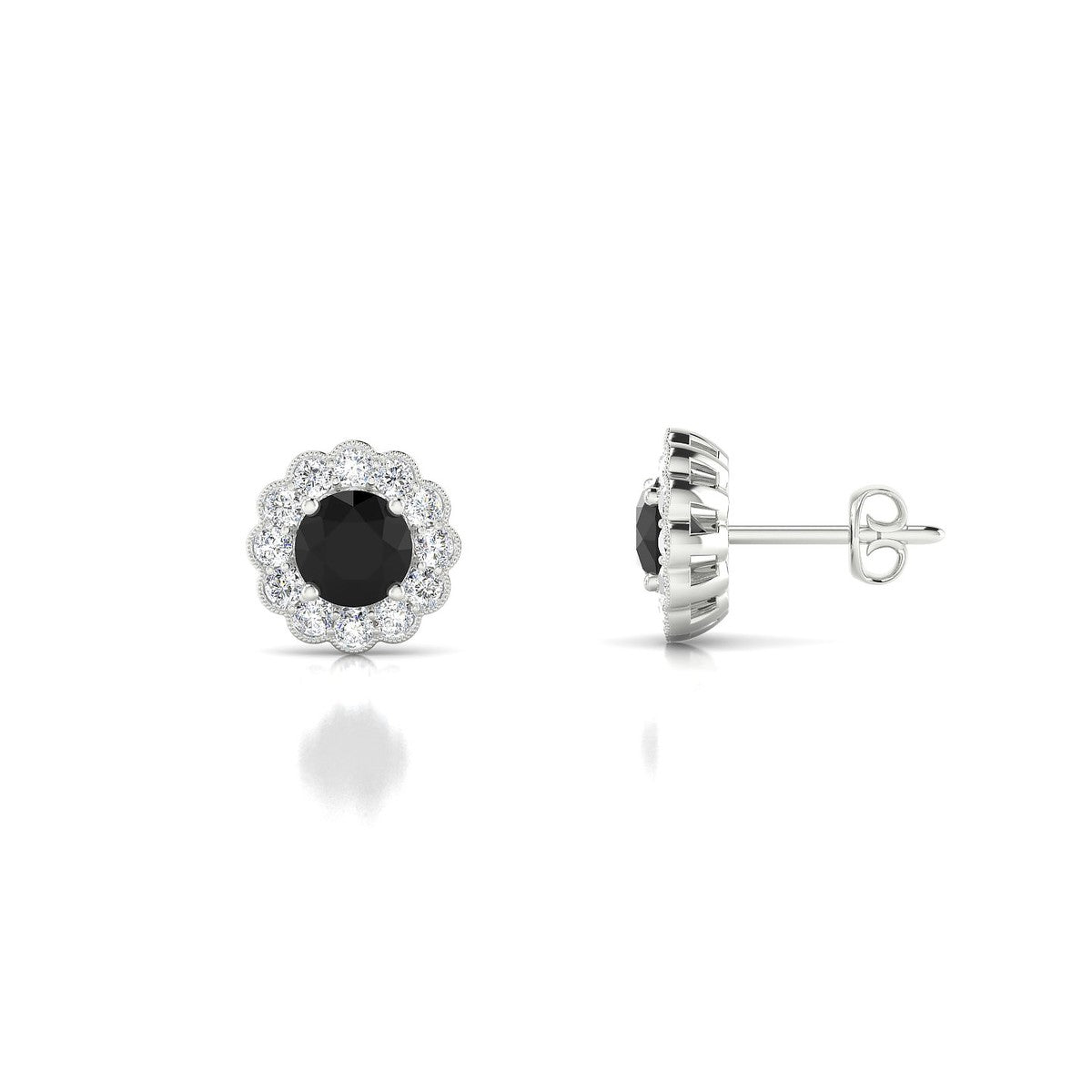 Solace | 18k White Gold 4.5 mm Round Black Diamond Earrings