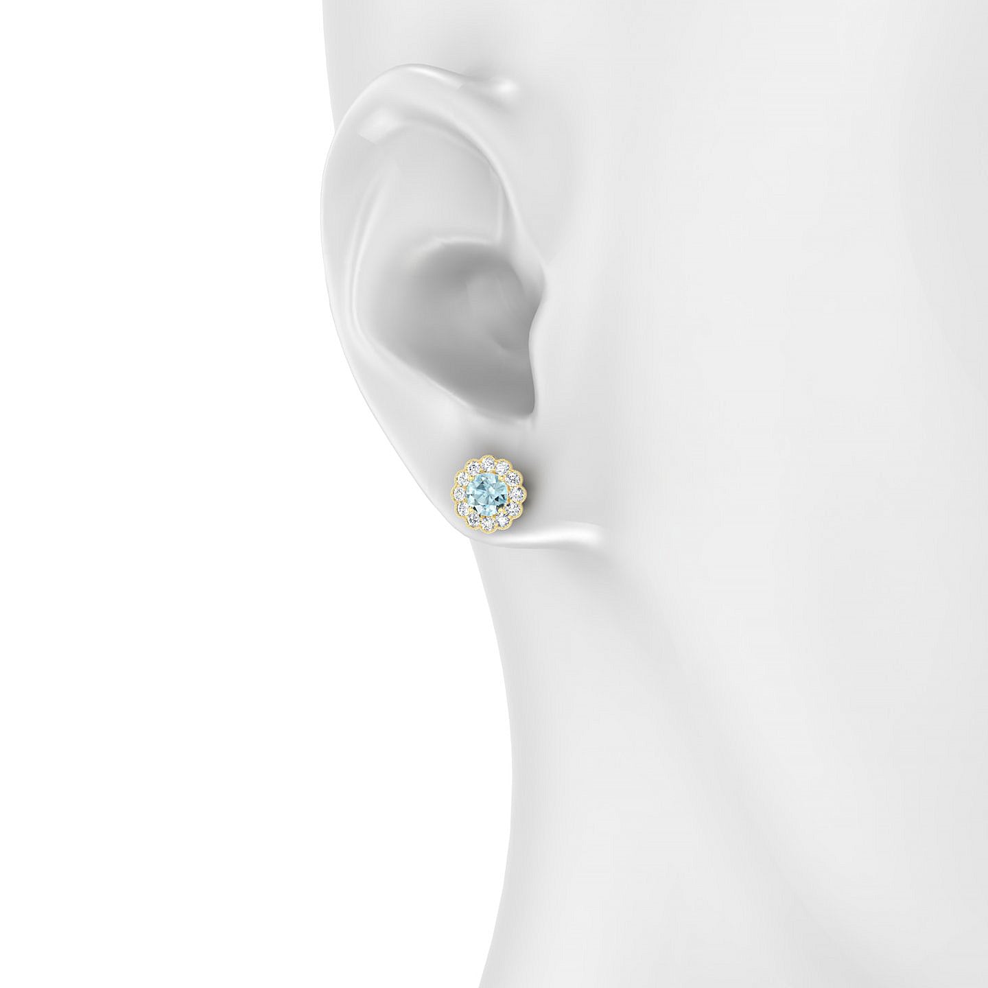 Solace | 18k Yellow Gold 4.5 mm Round Aquamarine Earrings