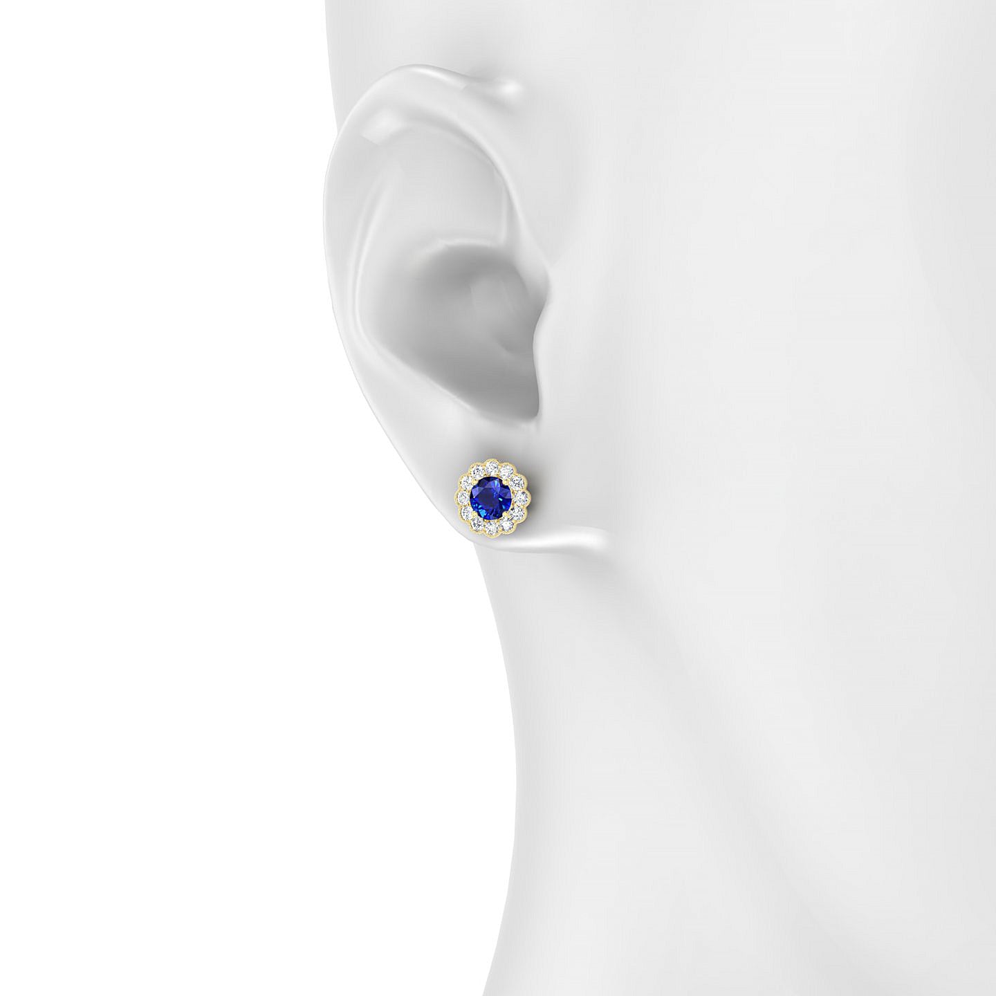 Solace | 18k Yellow Gold 4.5 mm Round Sapphire Earrings