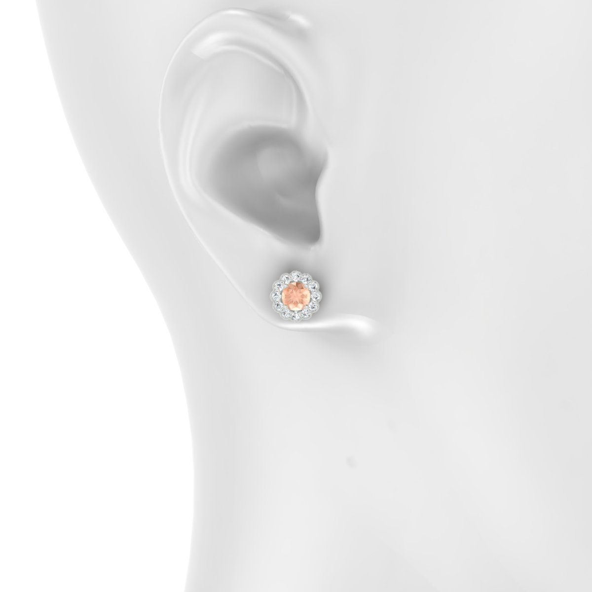 Solace | 18k White Gold 4.5 mm Round Morganite Earrings