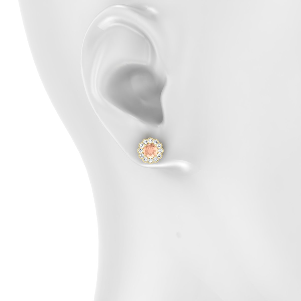 Solace | 18k Yellow Gold 4.5 mm Round Morganite Earrings