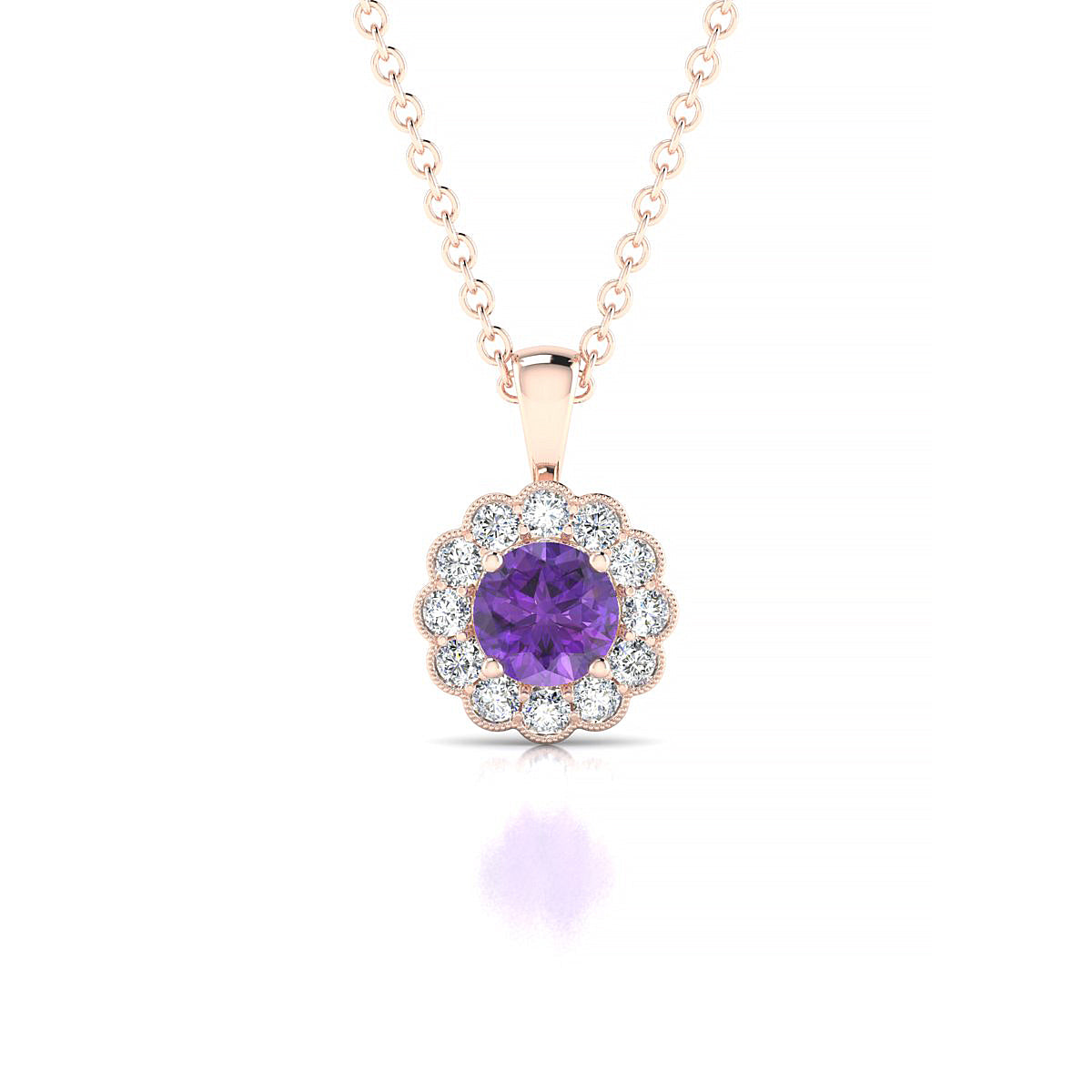 Solace | 18k Rose Gold 4.5 mm Round Amethyst Pendant