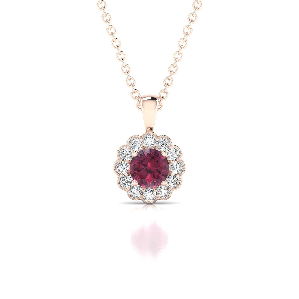 Solace | 18k Rose Gold 4.5 mm Round Rhodolite Pendant