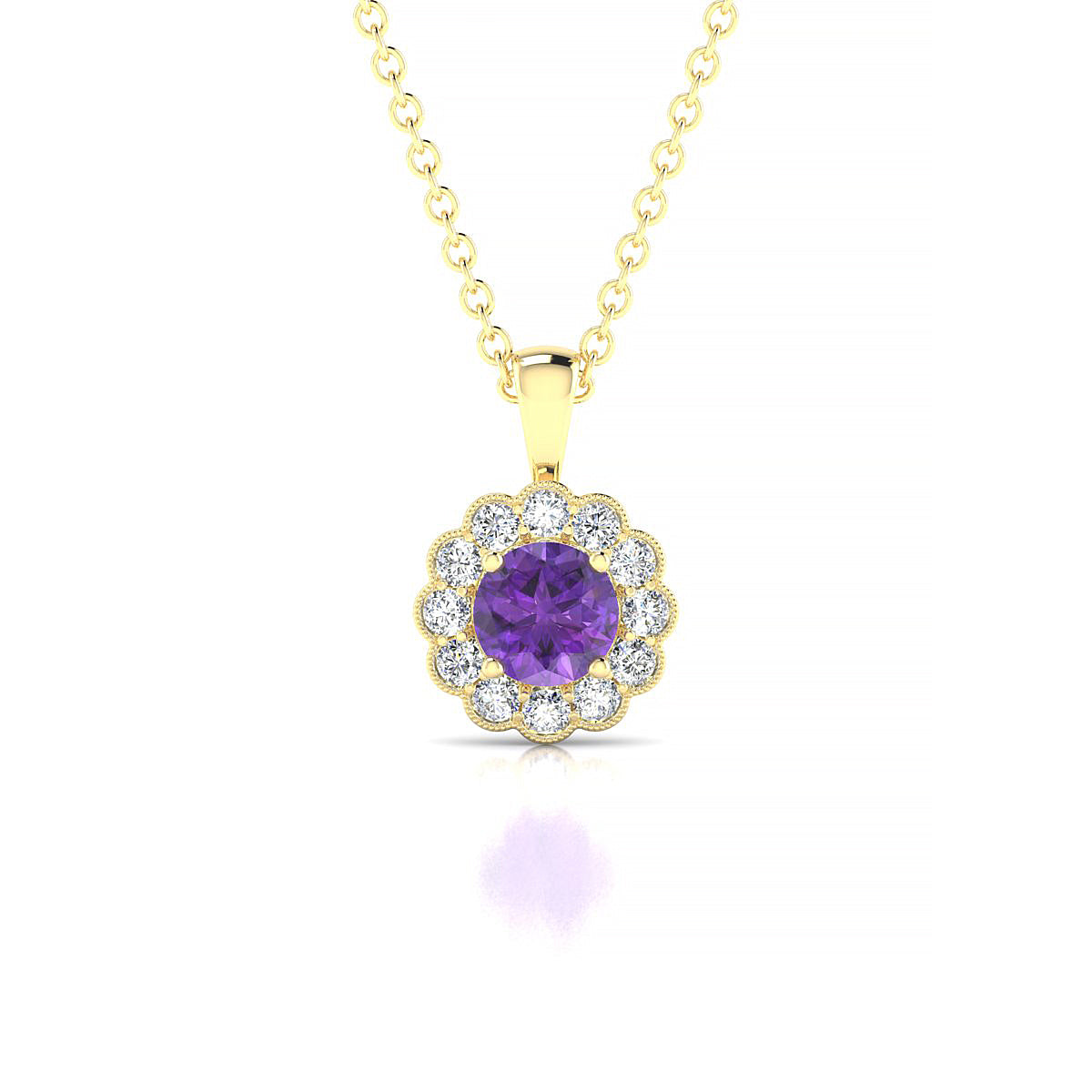 Solace | 18k Yellow Gold 4.5 mm Round Amethyst Pendant