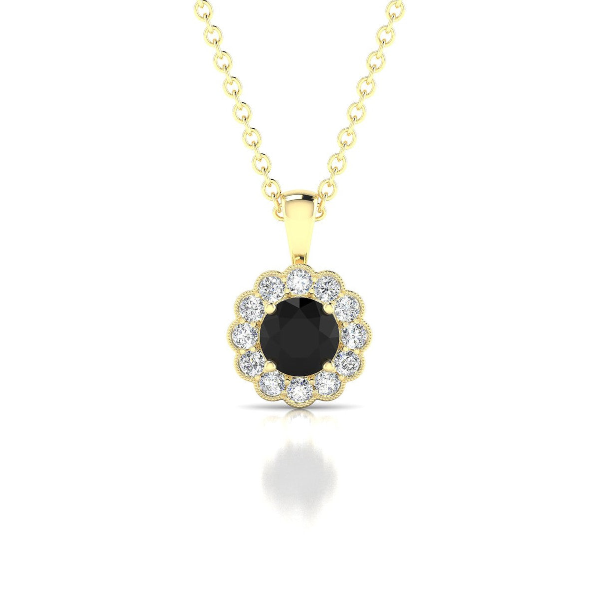 Solace | 18k Yellow Gold 4.5 mm Round Black Diamond Pendant