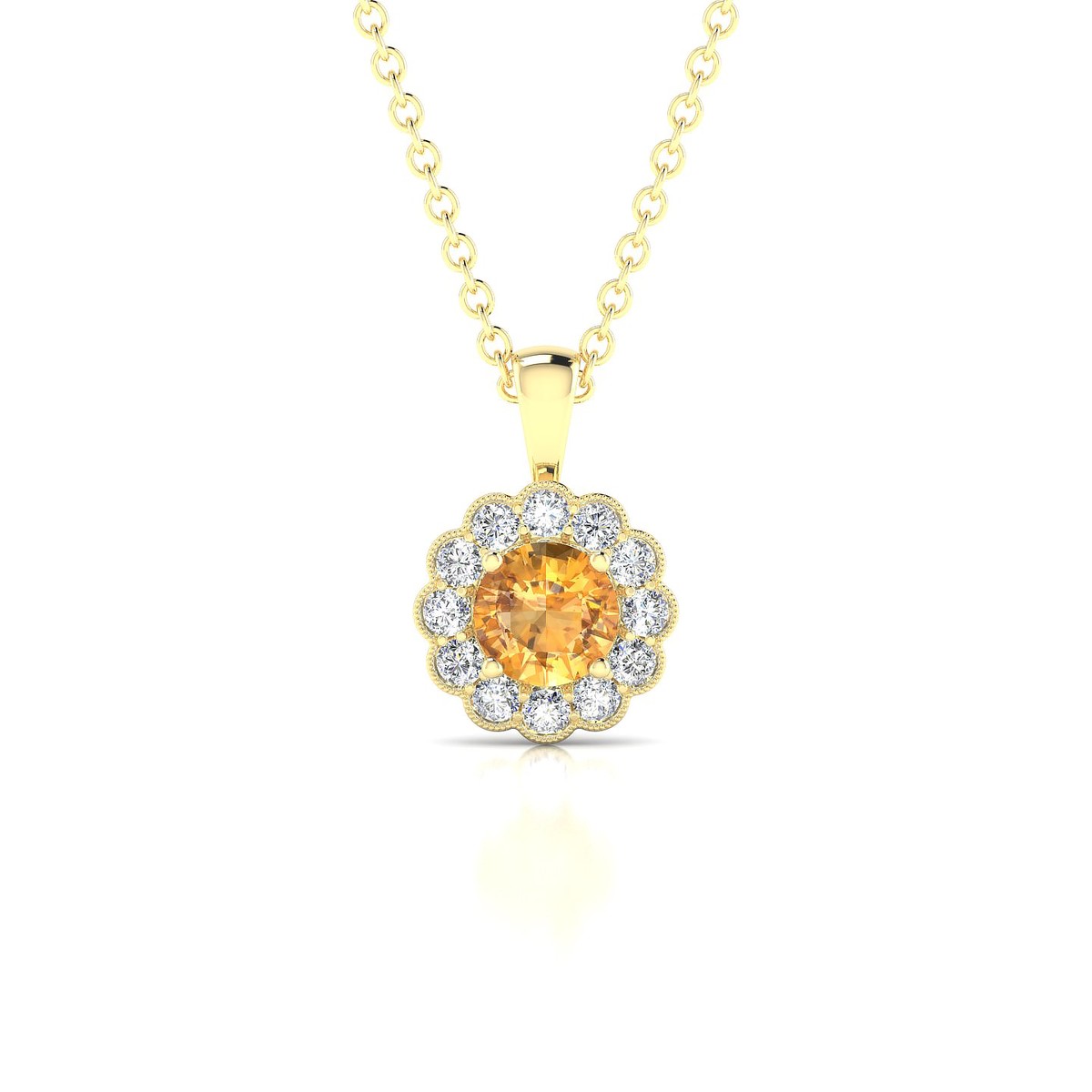 Solace | 18k Yellow Gold 4.5 mm Round Citrine Pendant