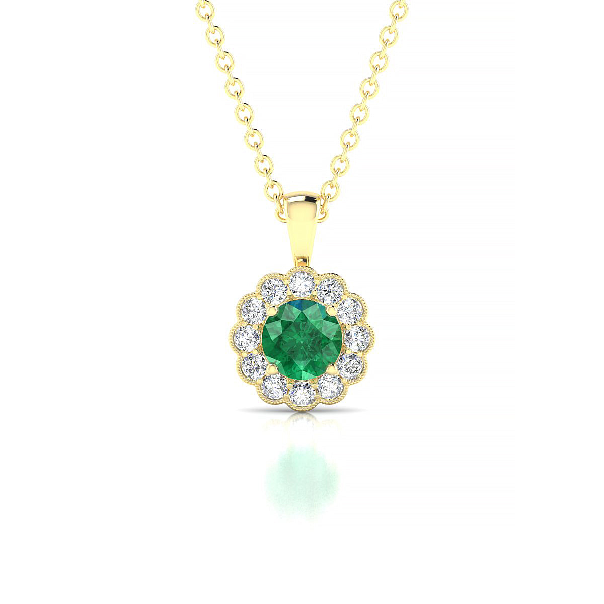 Solace | 18k Yellow Gold 4.5 mm Round Emerald Pendant