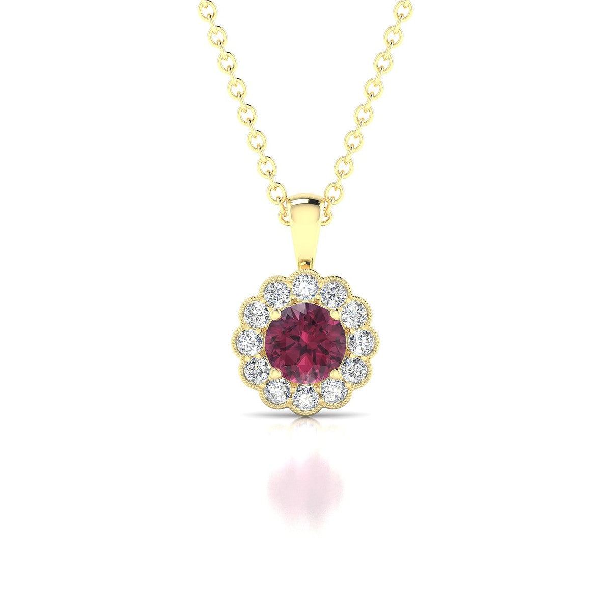Solace | 18k Yellow Gold 4.5 mm Round Rhodolite Pendant
