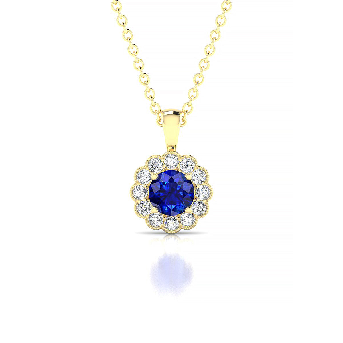Solace | 18k Yellow Gold 4.5 mm Round Sapphire Pendant
