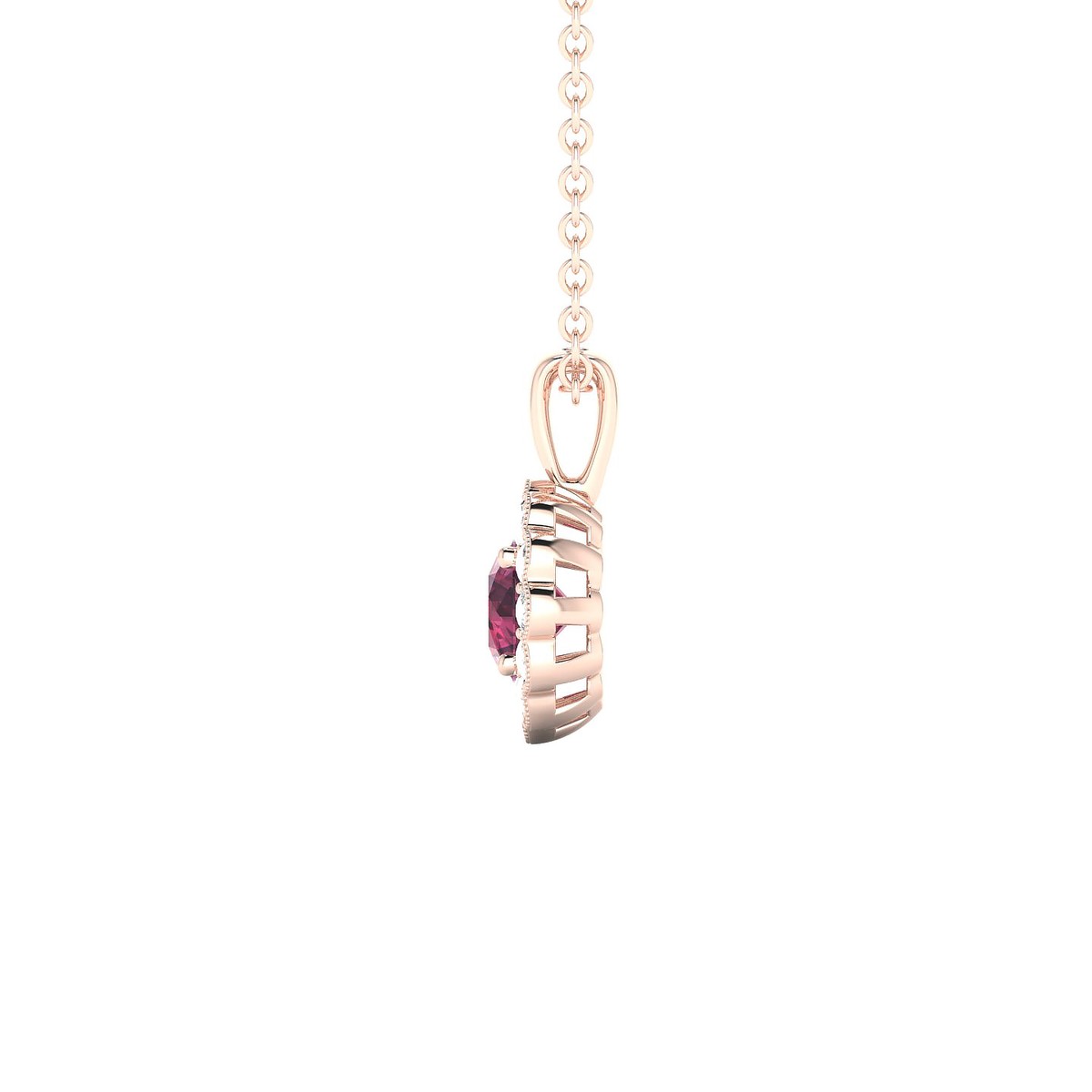 Solace | 18k Rose Gold 4.5 mm Round Rhodolite Pendant
