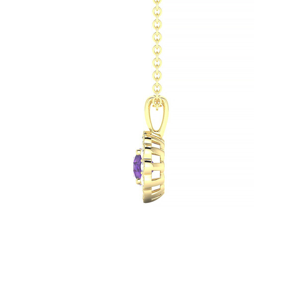 Solace | 18k Yellow Gold 4.5 mm Round Amethyst Pendant