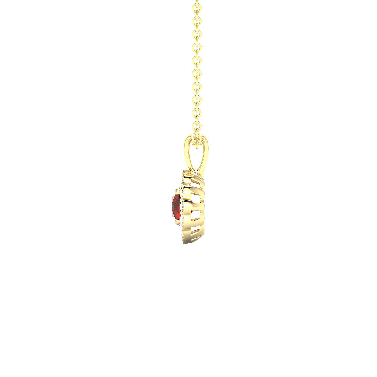 Solace | 18k Yellow Gold 4.5 mm Round Garnet Pendant