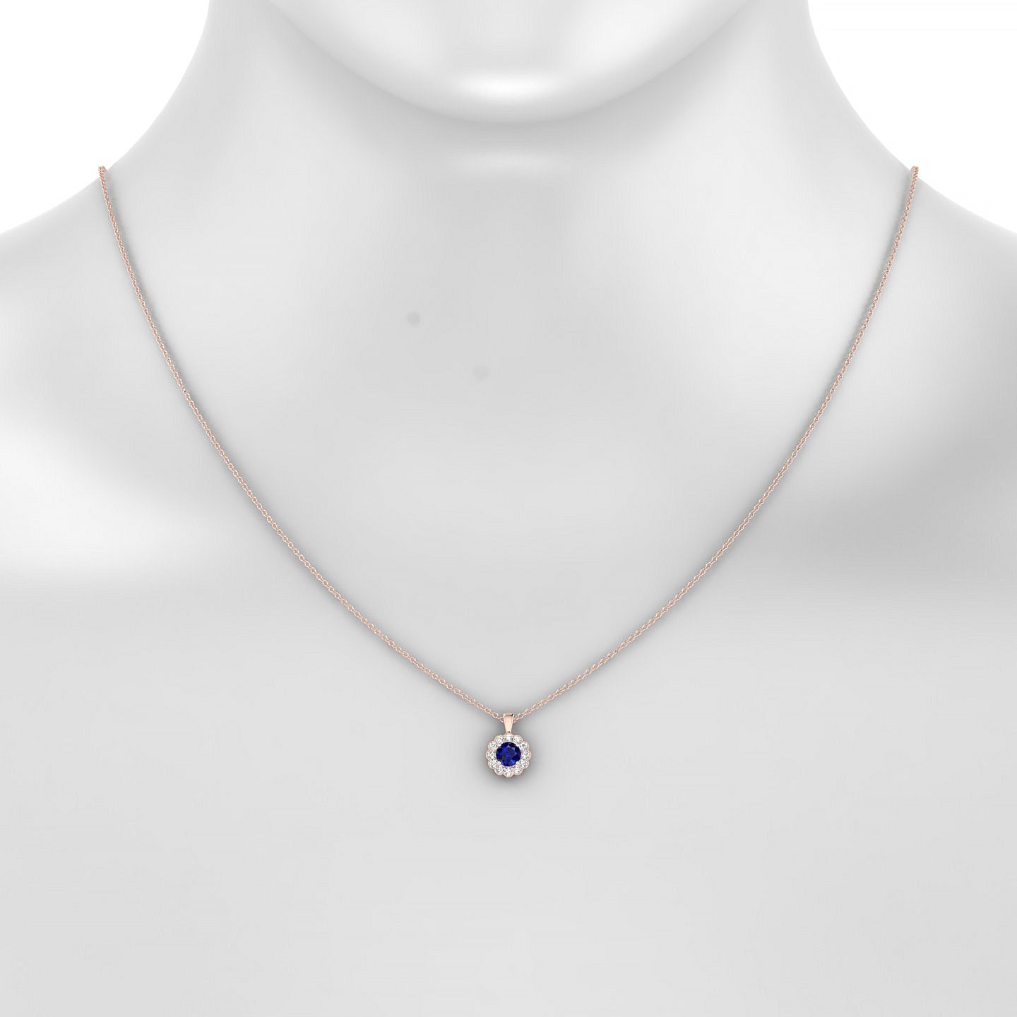 Solace | 18k Rose Gold 4.5 mm Round Sapphire Pendant