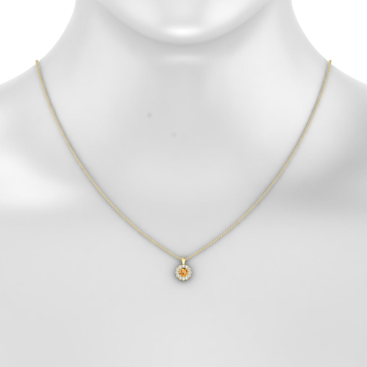 Solace | 18k Yellow Gold 4.5 mm Round Citrine Pendant