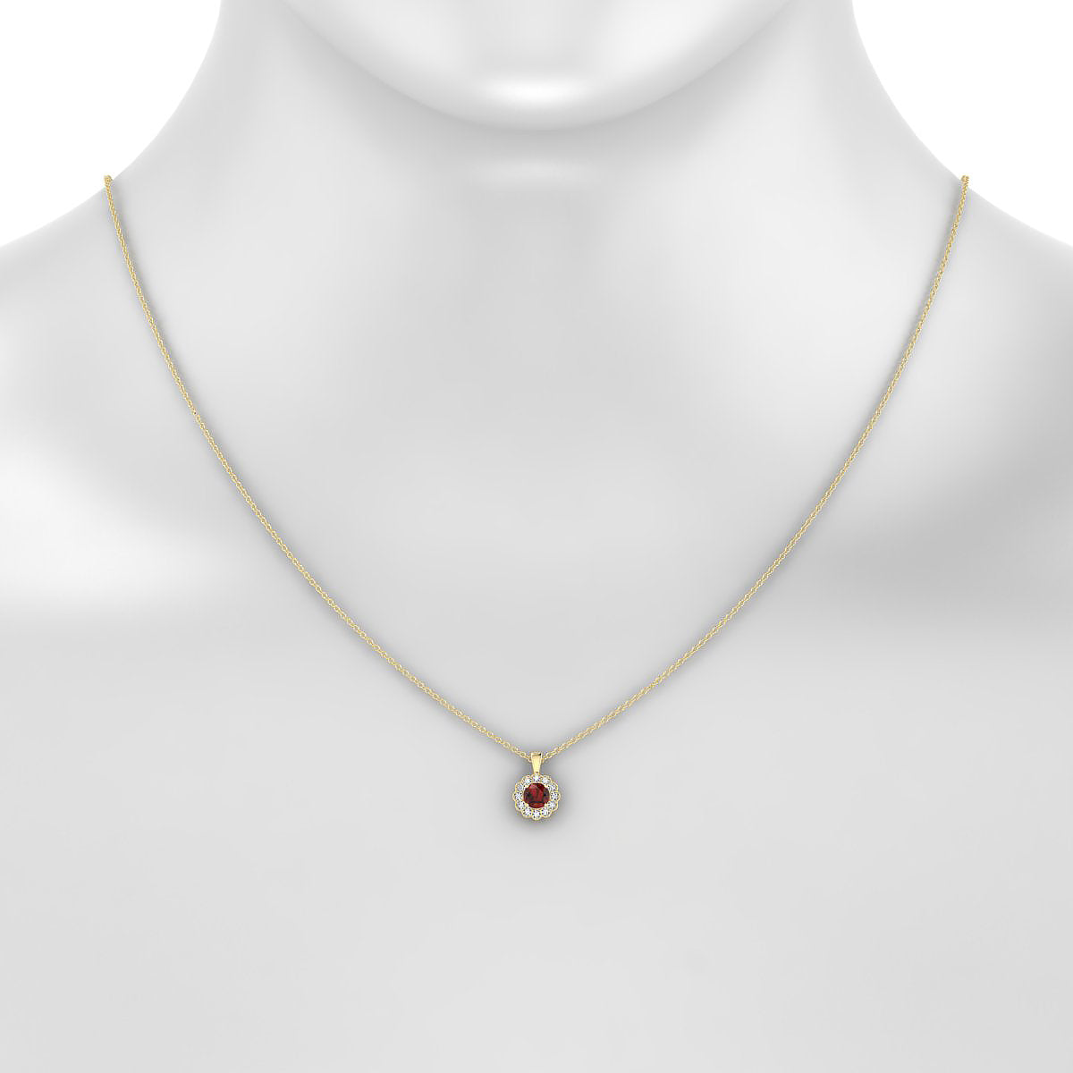 Solace | 18k Yellow Gold 4.5 mm Round Garnet Pendant