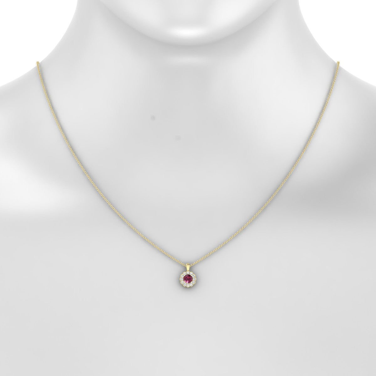Solace | 18k Yellow Gold 4.5 mm Round Rhodolite Pendant