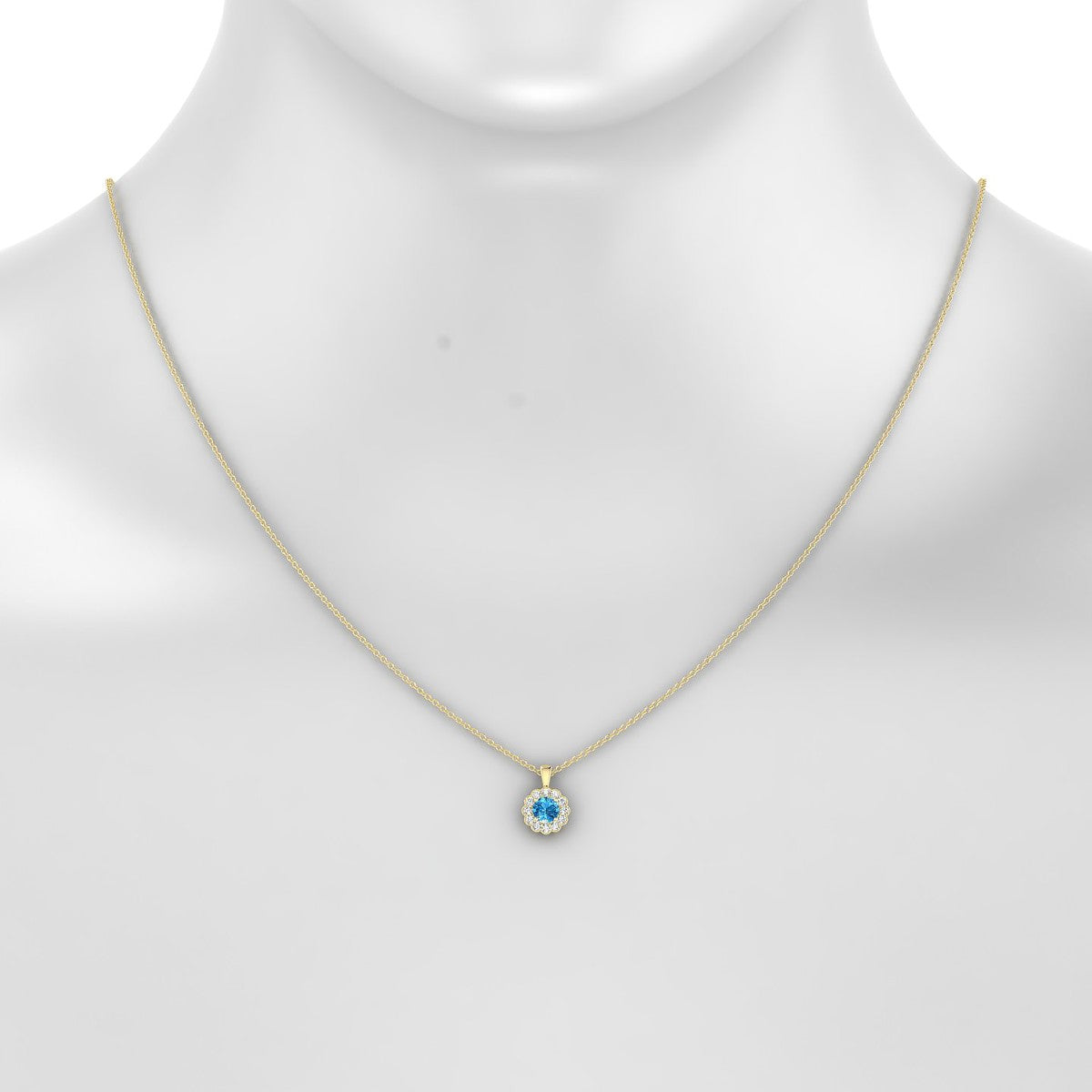 Solace | 18k Yellow Gold 4.5 mm Round Topaz Pendant