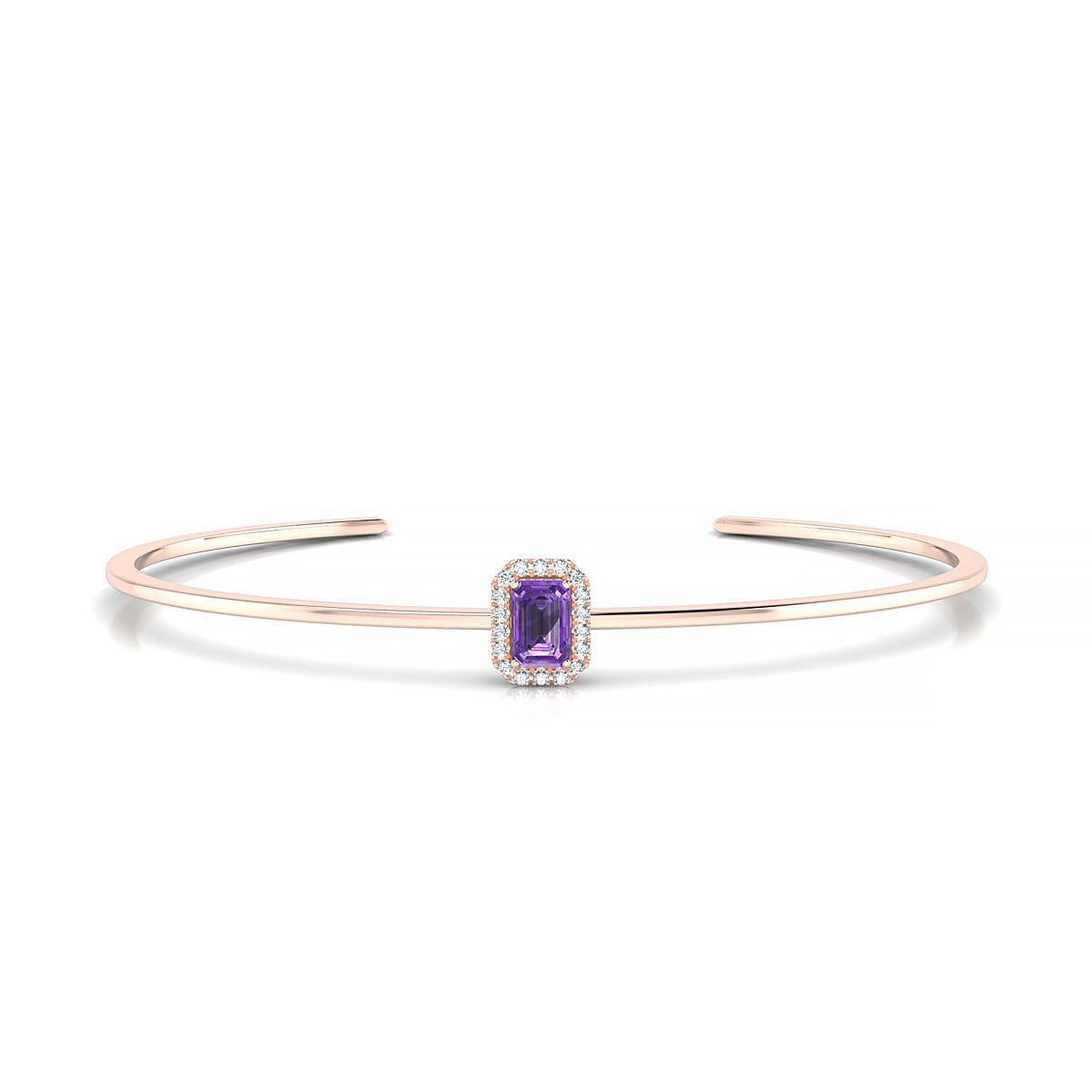 Solar | 18k Rose Gold 6 x 4 mm Emerald Amethyst Bangle