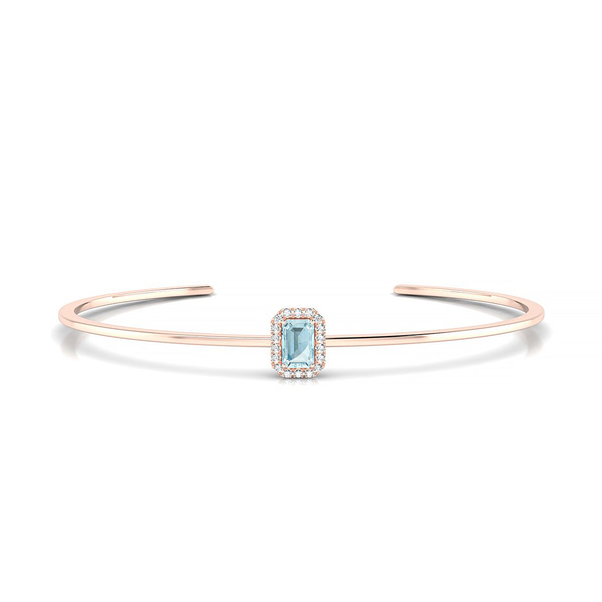 Solar | 18k Rose Gold 6 x 4 mm Emerald Aquamarine Bangle