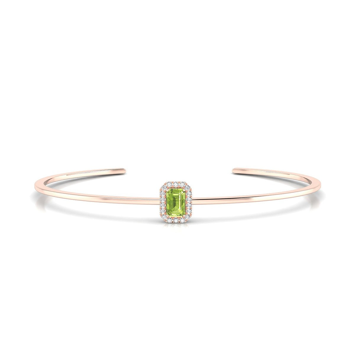 Solar | 18k Rose Gold 6 x 4 mm Emerald Peridot Bangle
