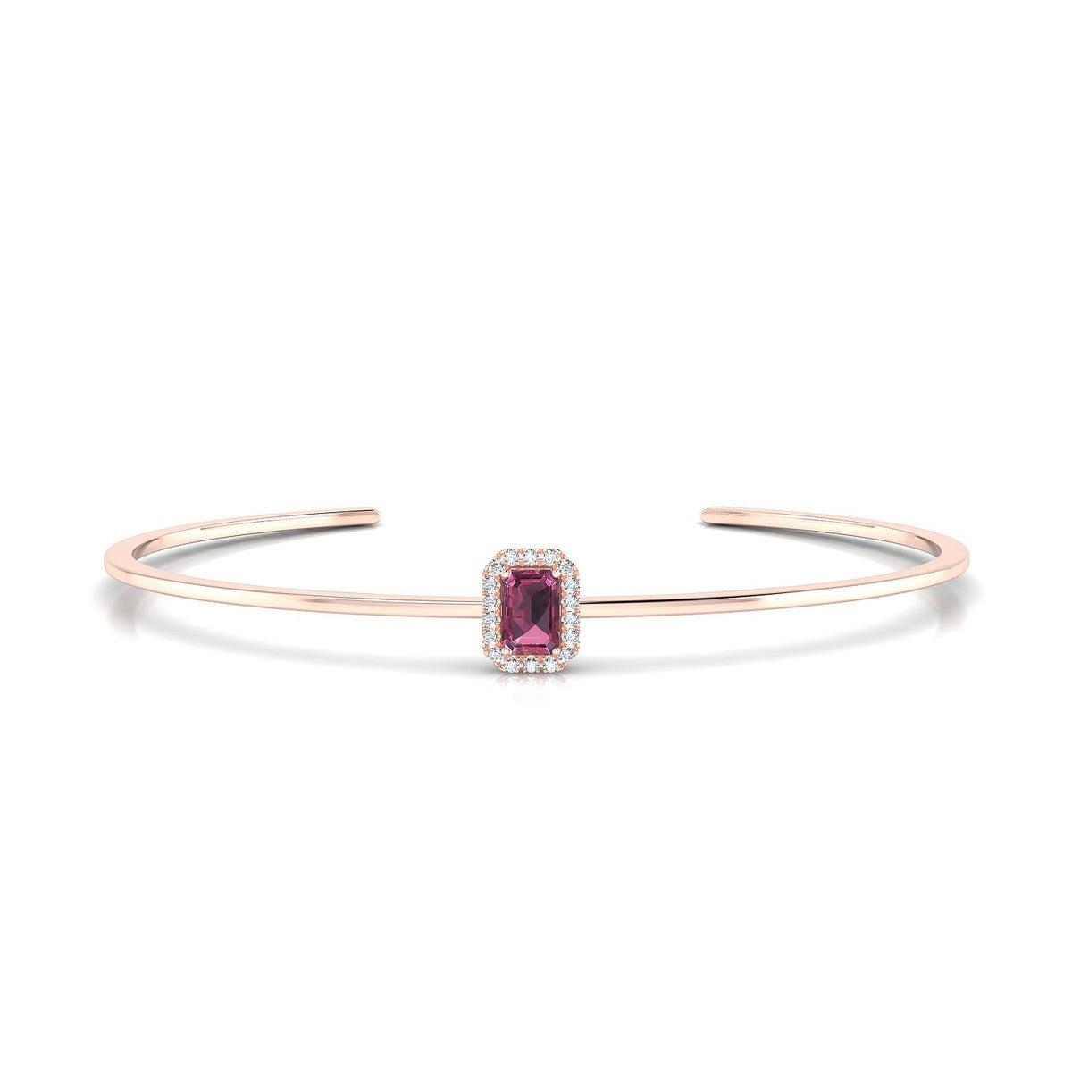 Solar | 18k Rose Gold 6 x 4 mm Emerald Rhodolite Bangle