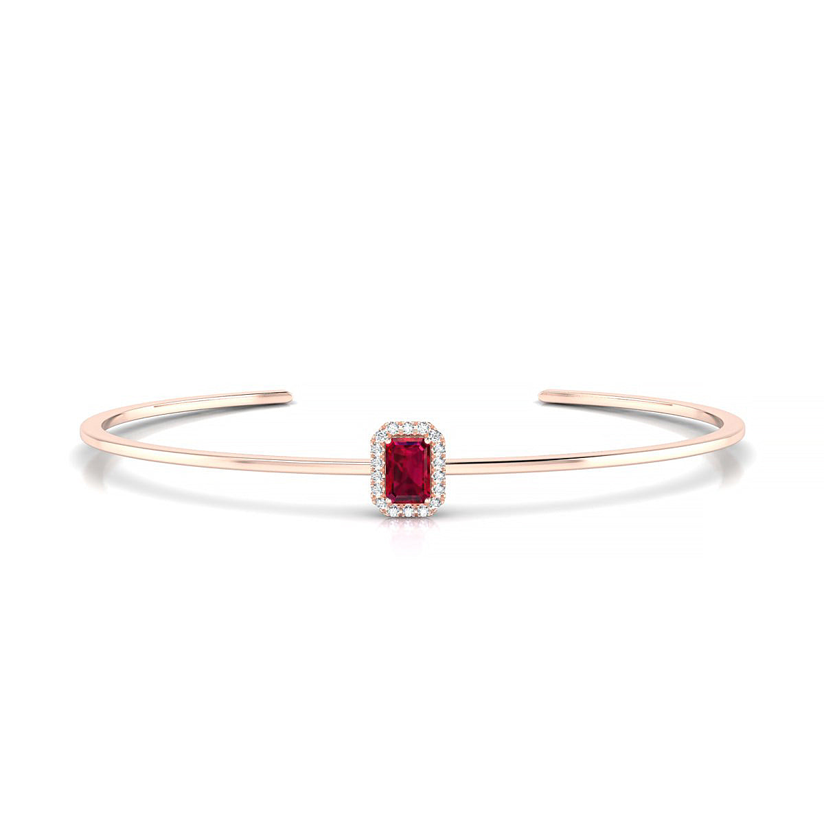 Solar | 18k Rose Gold 6 x 4 mm Emerald Ruby Bangle