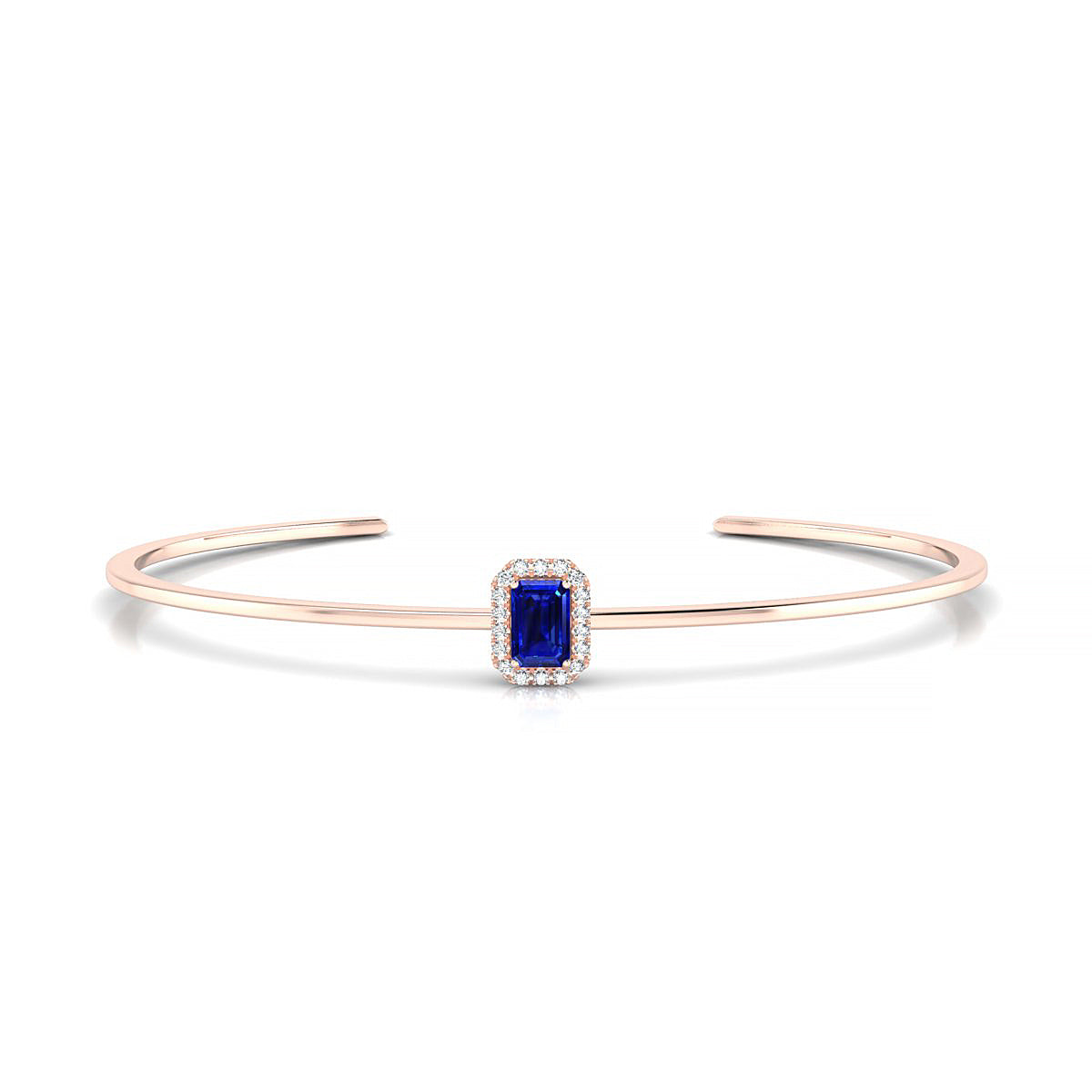 Solar | 18k Rose Gold 6 x 4 mm Emerald Sapphire Bangle