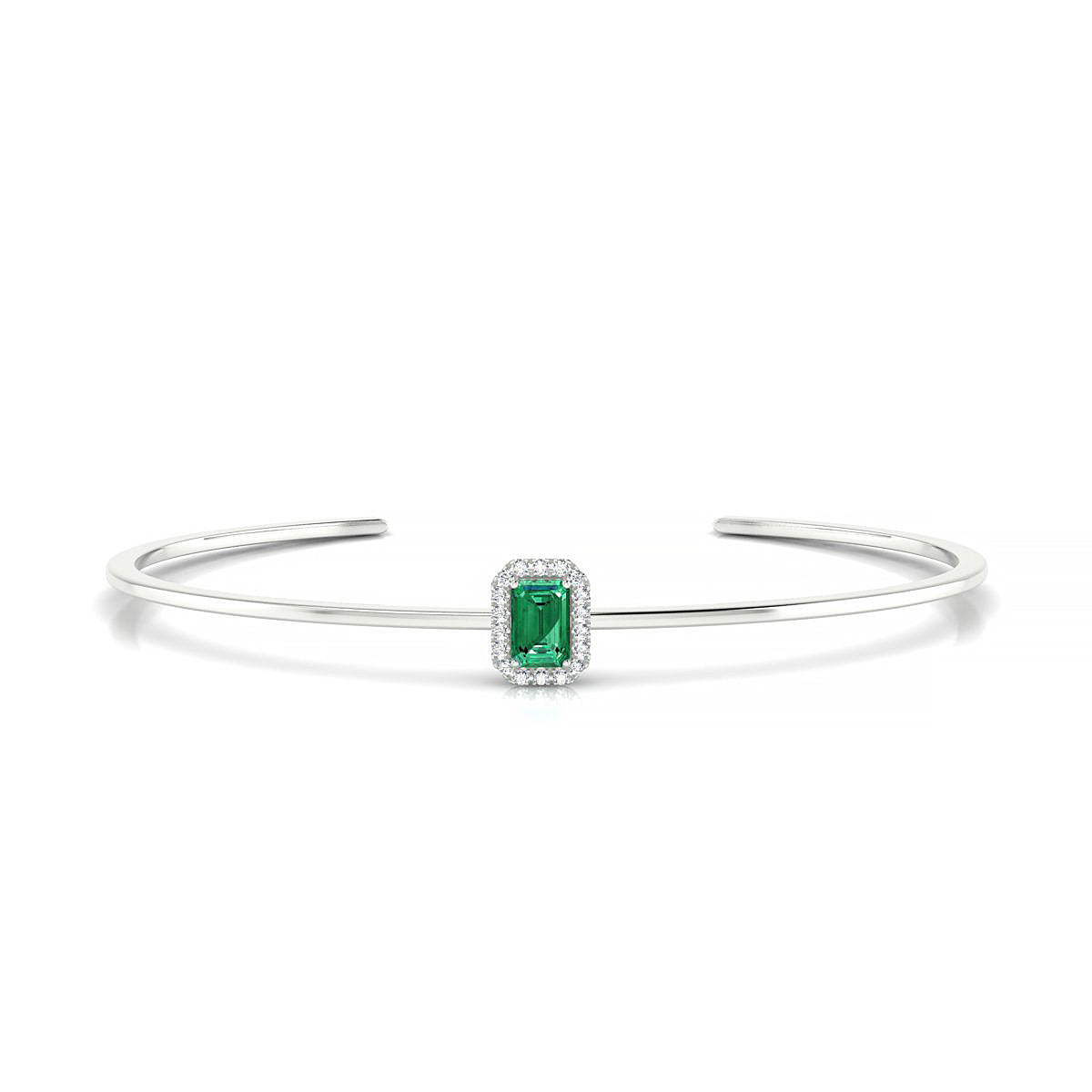 Solar | 18k White Gold 6 x 4 mm Emerald Emerald Bangle