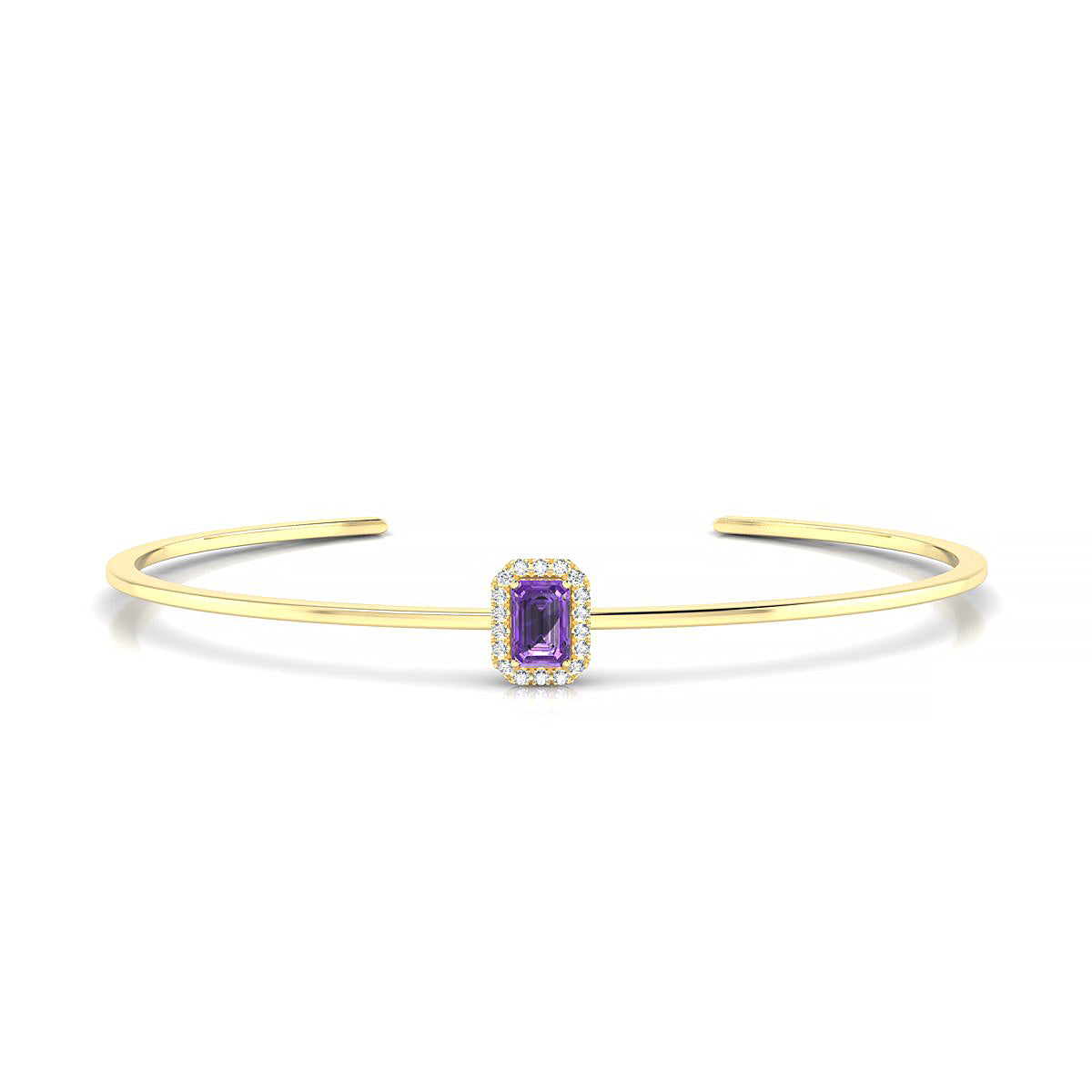 Solar | 18k Yellow Gold 6 x 4 mm Emerald Amethyst Bangle