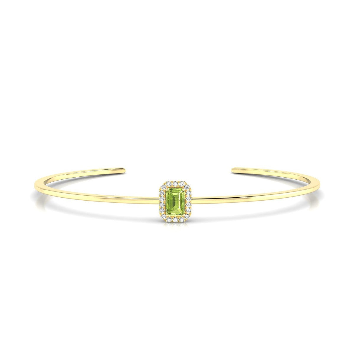 Solar | 18k Yellow Gold 6 x 4 mm Emerald Peridot Bangle