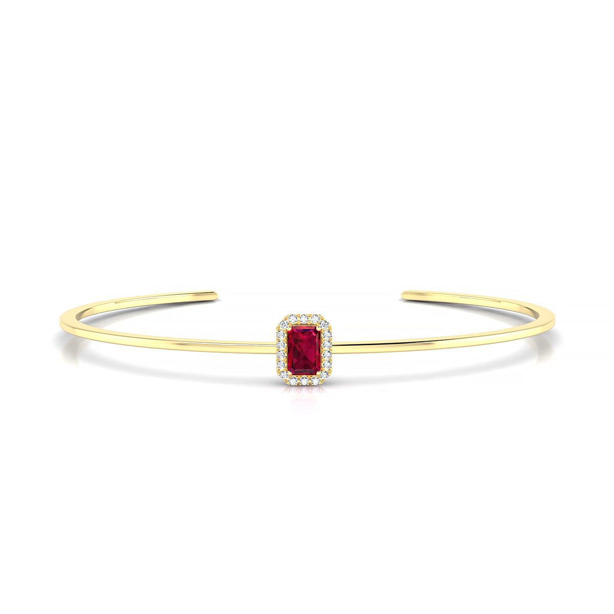 Solar | 18k Yellow Gold 6 x 4 mm Emerald Ruby Bangle