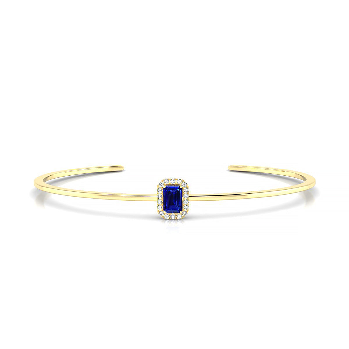 Solar | 18k Yellow Gold 6 x 4 mm Emerald Sapphire Bangle