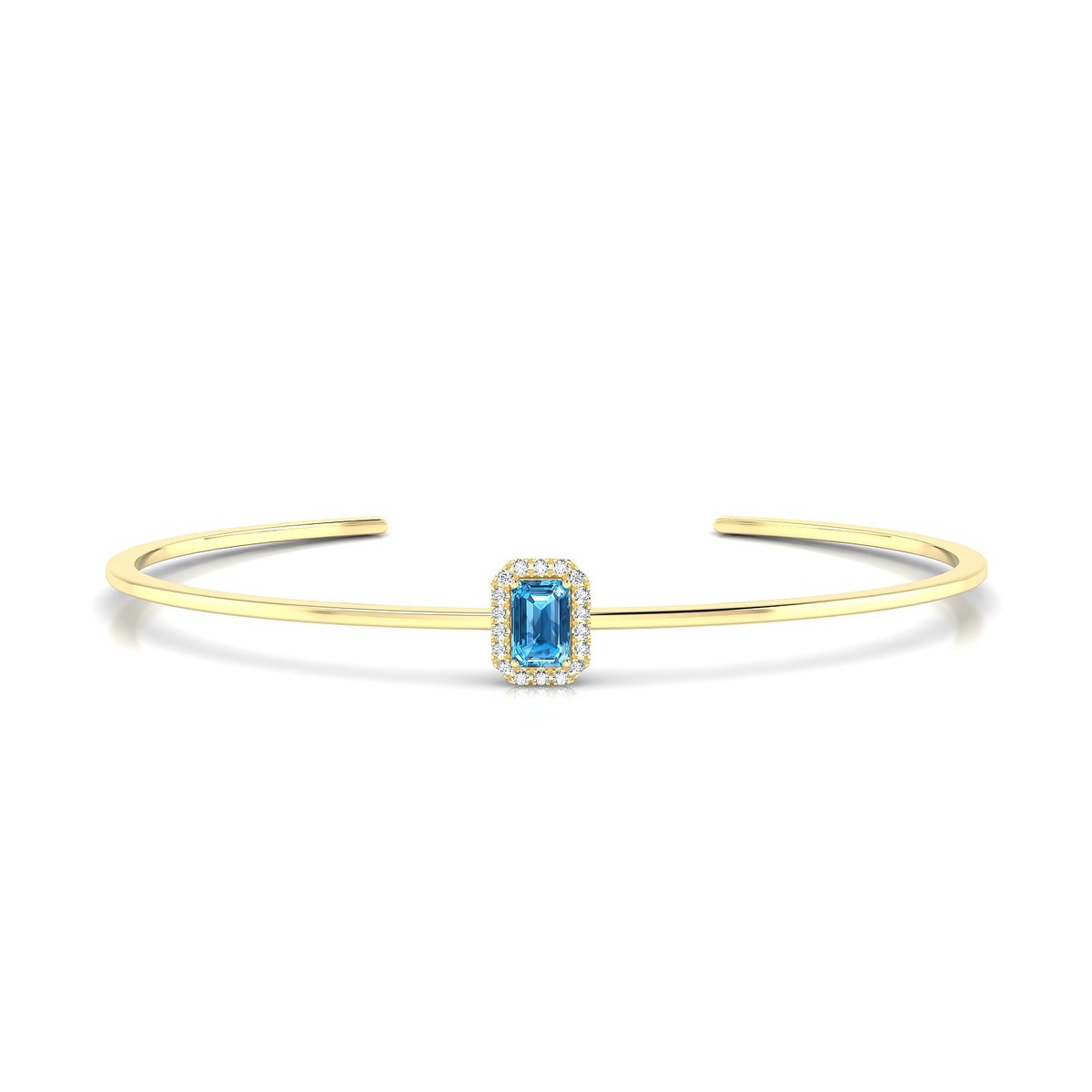 Solar | 18k Yellow Gold 6 x 4 mm Emerald Topaz Bangle