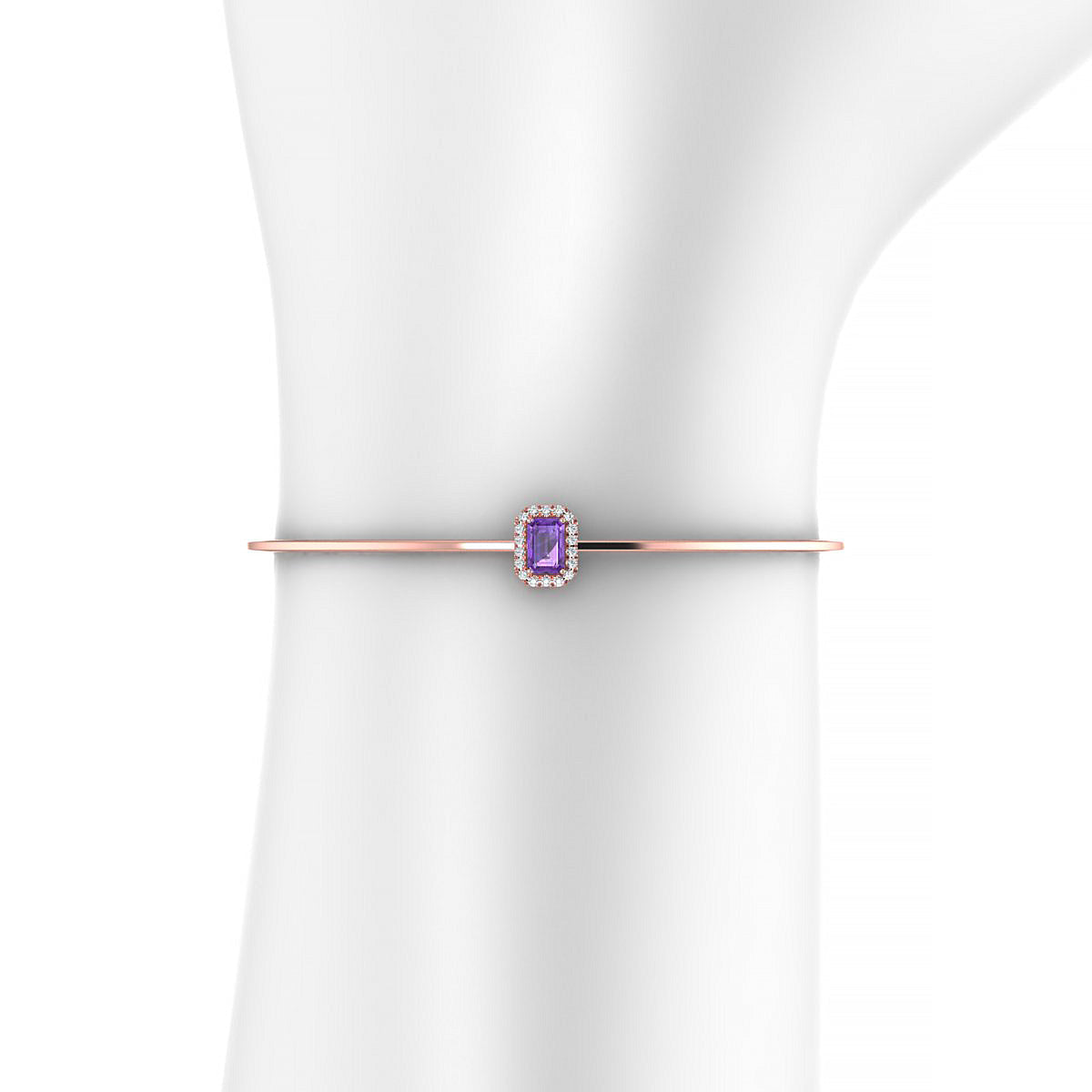 Solar | 18k Rose Gold 6 x 4 mm Emerald Amethyst Bangle