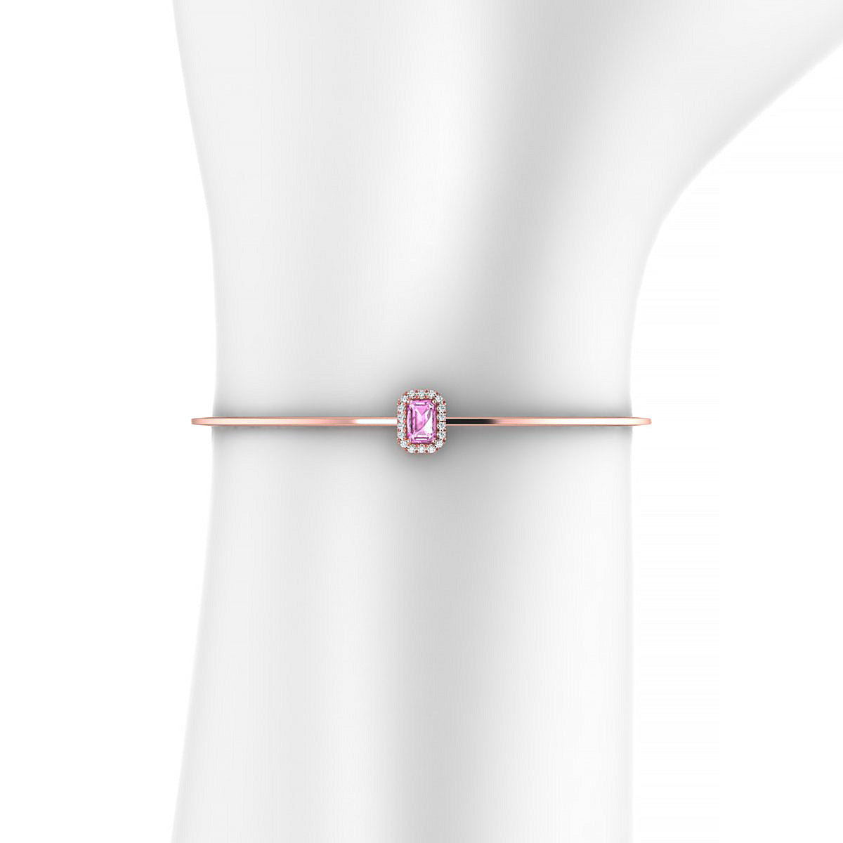 Solar | 18k Rose Gold 6 x 4 mm Emerald Pink Sapphire Bangle
