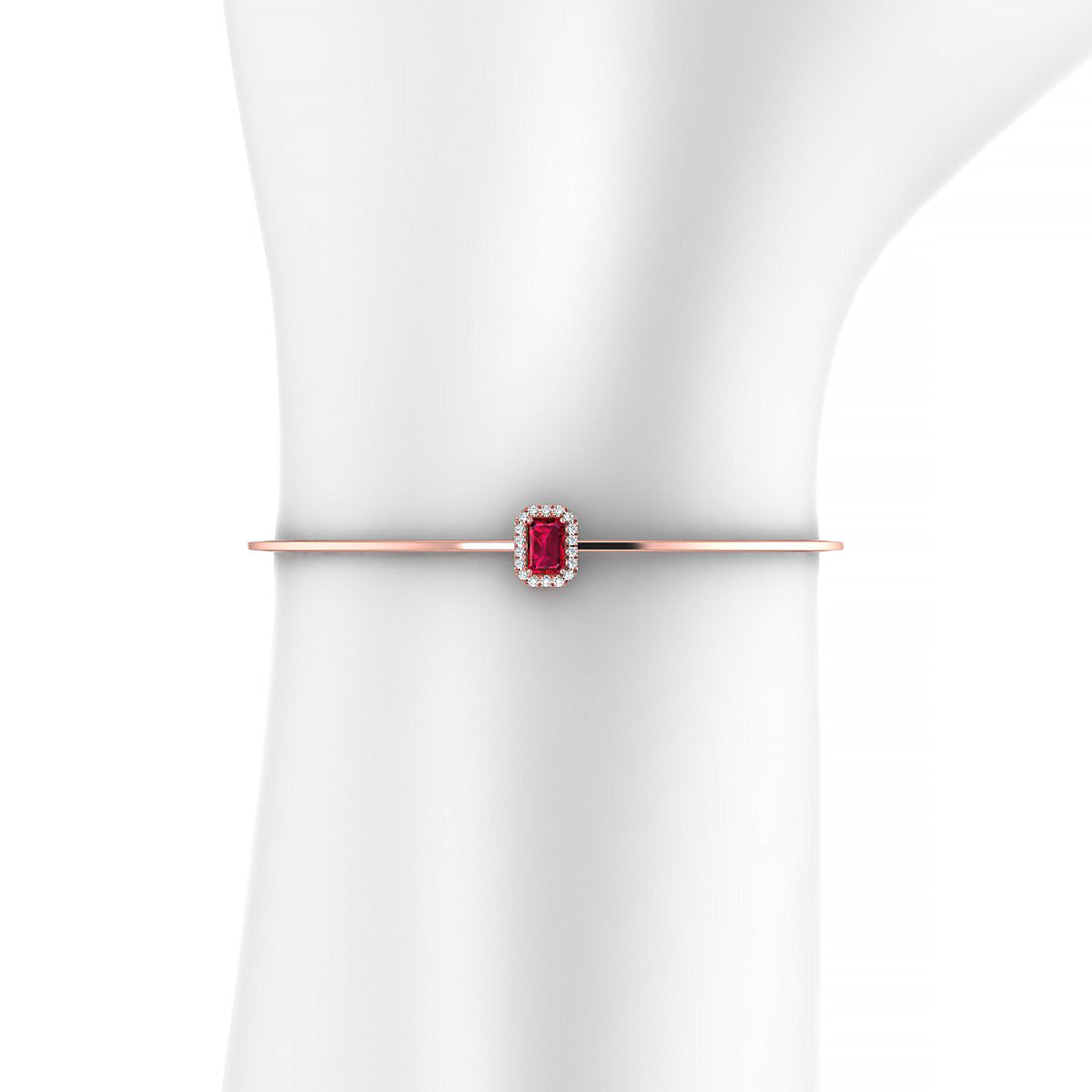 Solar | 18k Rose Gold 6 x 4 mm Emerald Ruby Bangle