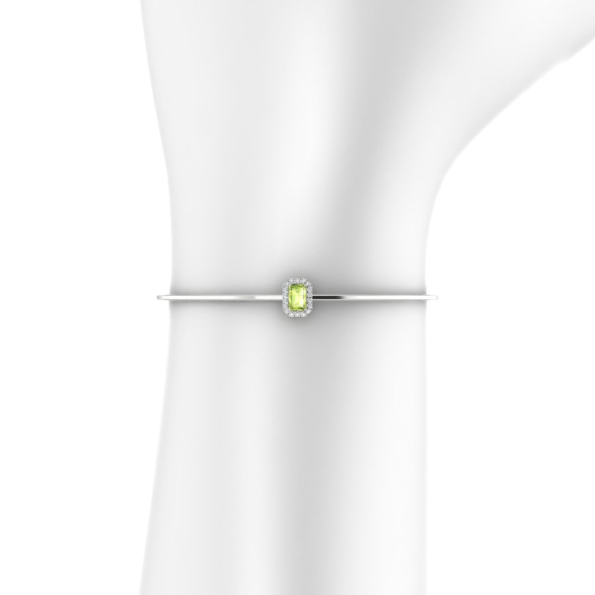 Solar | 18k White Gold 6 x 4 mm Emerald Peridot Bangle