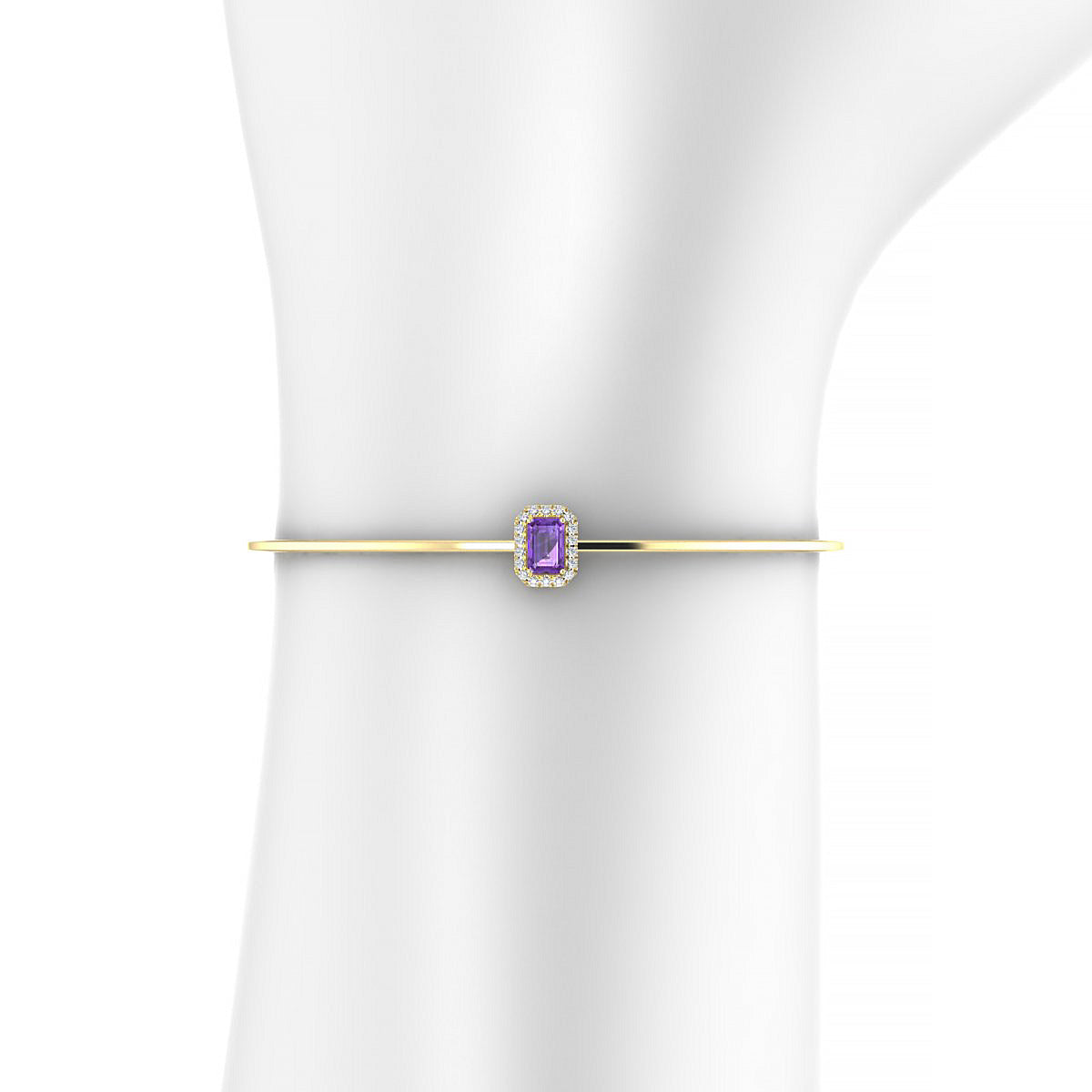 Solar | 18k Yellow Gold 6 x 4 mm Emerald Amethyst Bangle