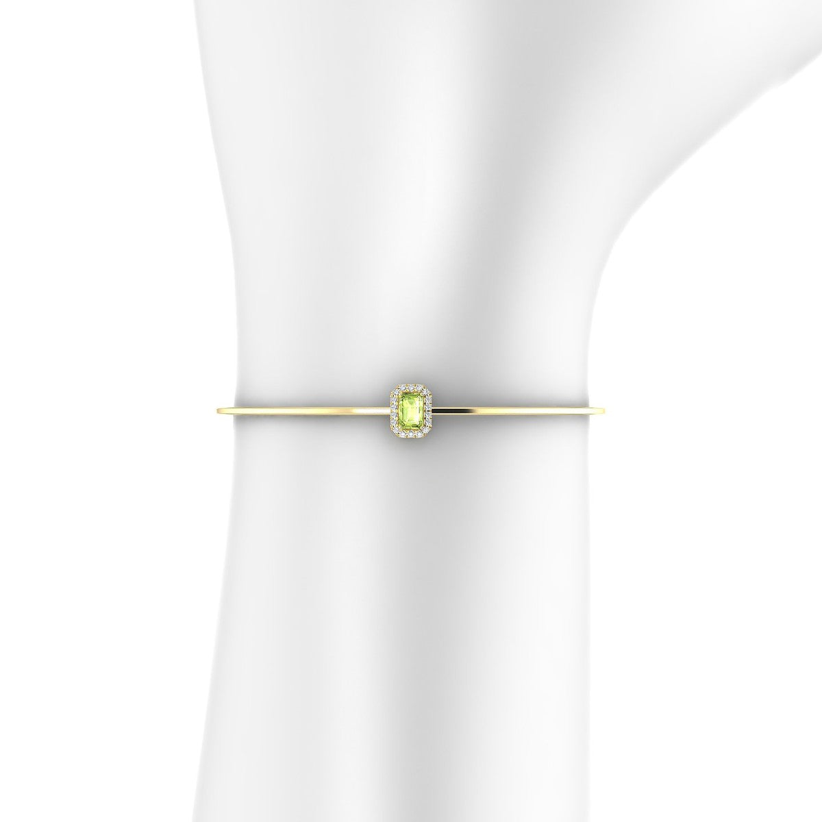 Solar | 18k Yellow Gold 6 x 4 mm Emerald Peridot Bangle