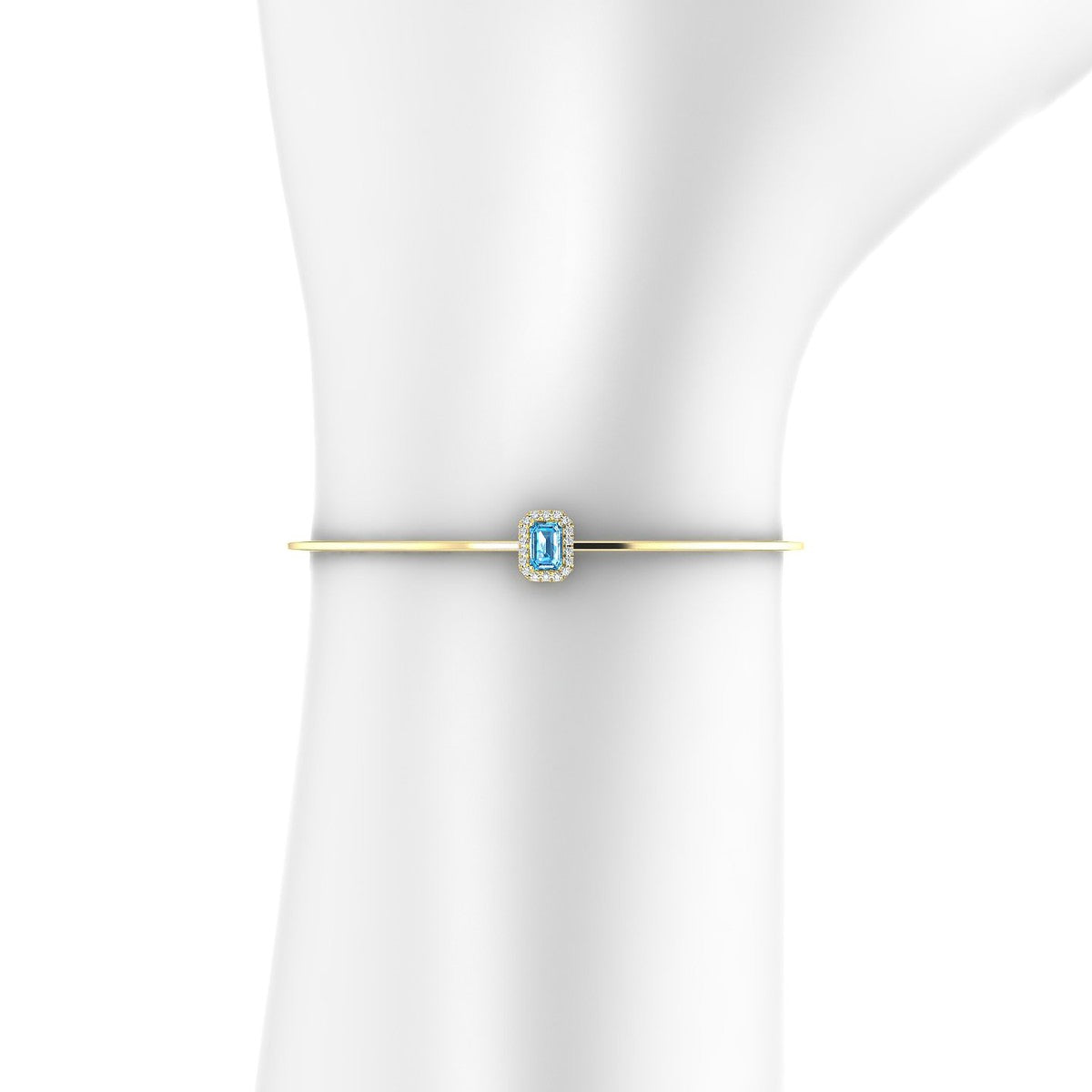 Solar | 18k Yellow Gold 6 x 4 mm Emerald Topaz Bangle