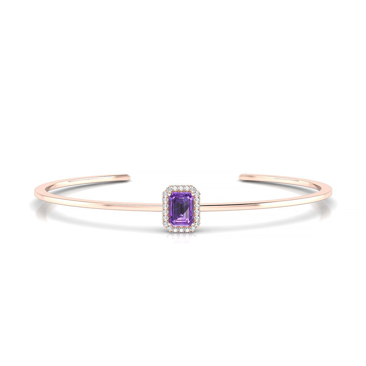 Solar | 18k Rose Gold 7 x 5 mm Emerald Amethyst Bangle