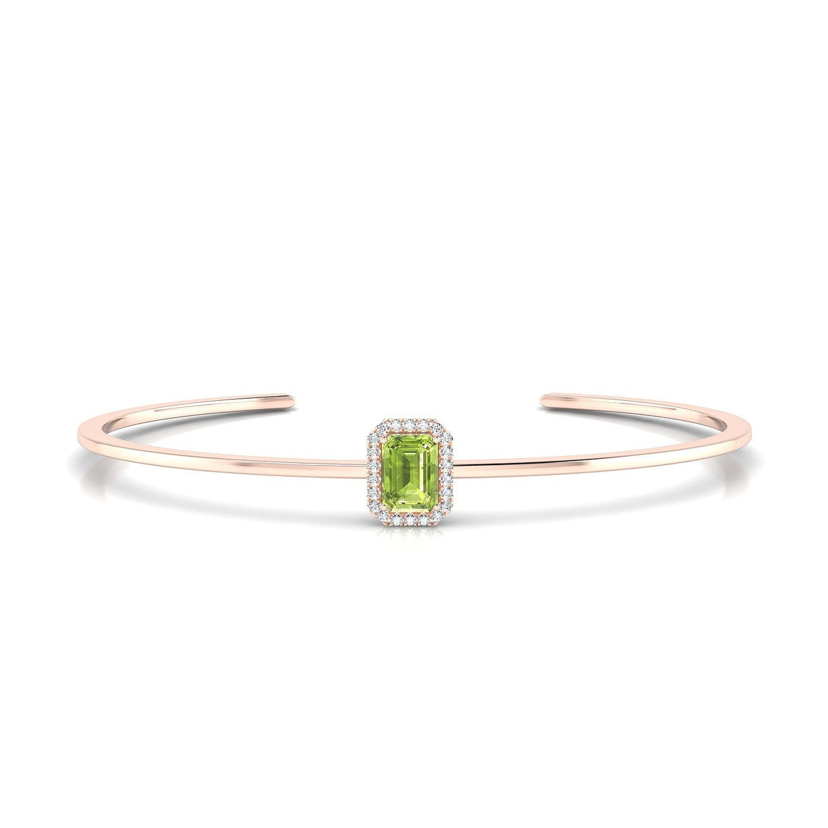 Solar | 18k Rose Gold 7 x 5 mm Emerald Peridot Bangle