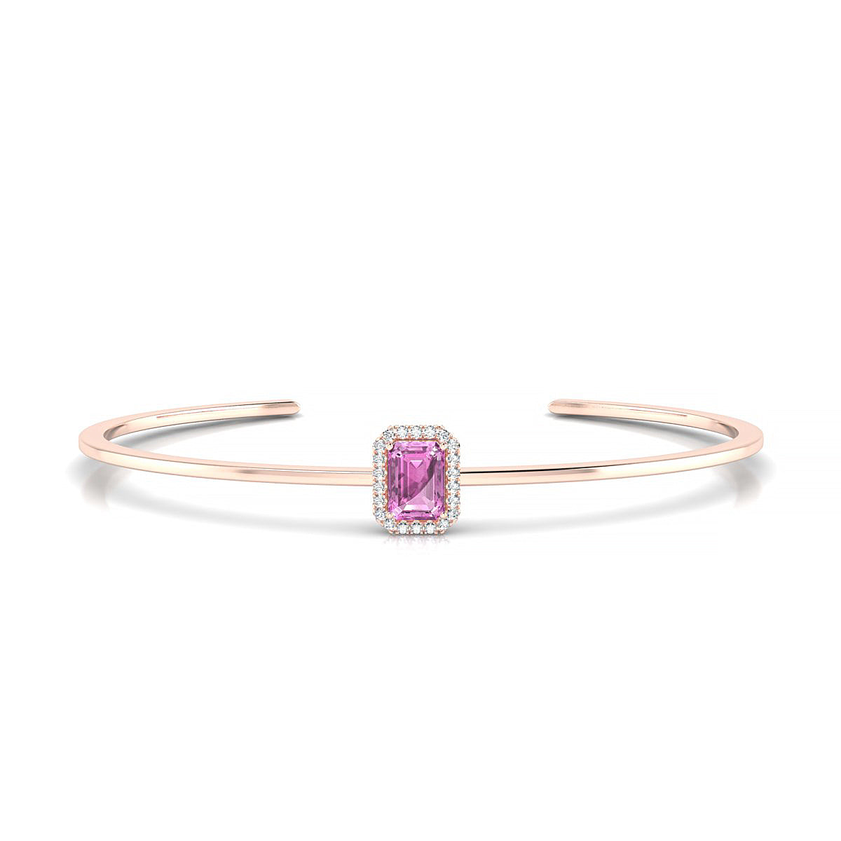 Solar | 18k Rose Gold 7 x 5 mm Emerald Pink Sapphire Bangle