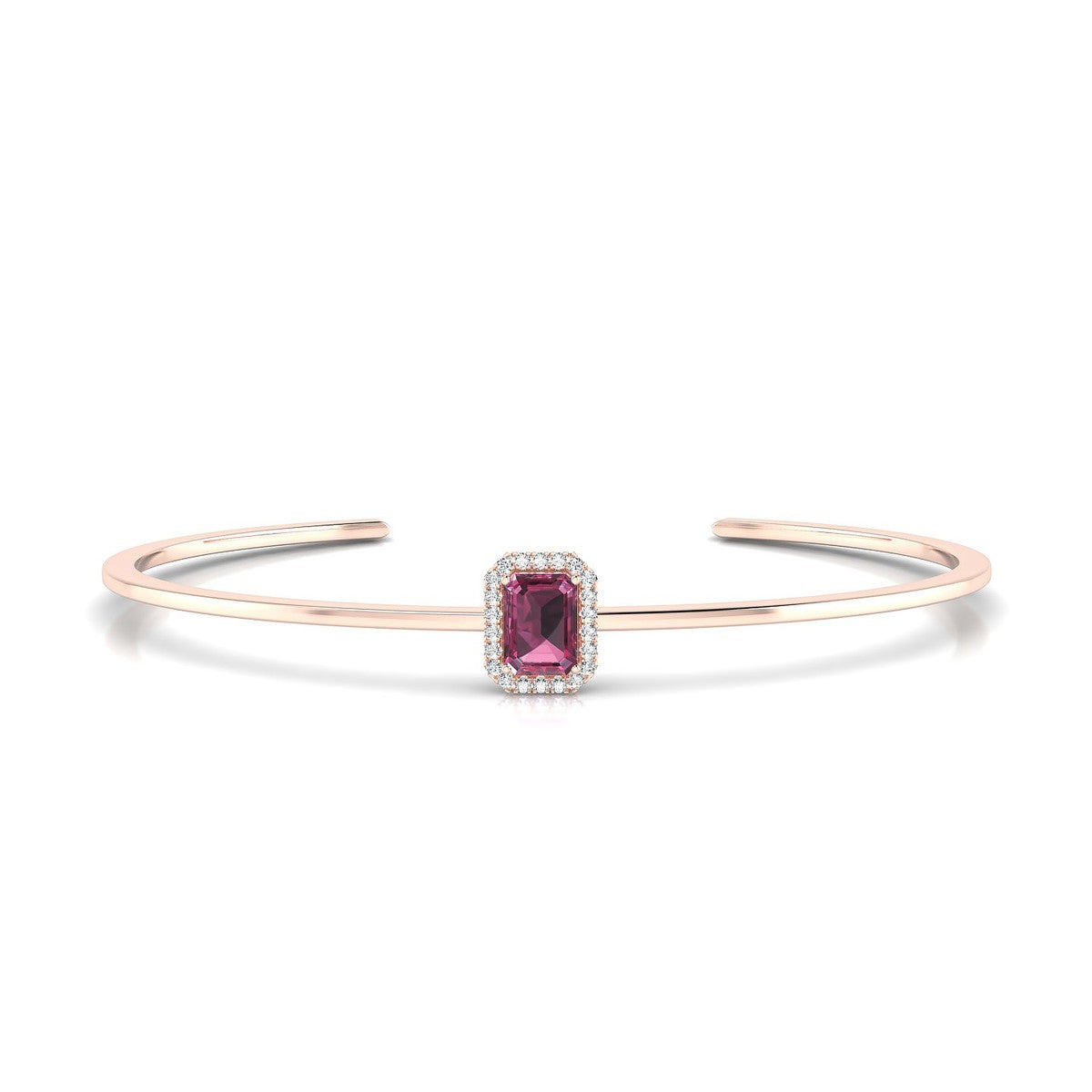 Solar | 18k Rose Gold 7 x 5 mm Emerald Rhodolite Bangle