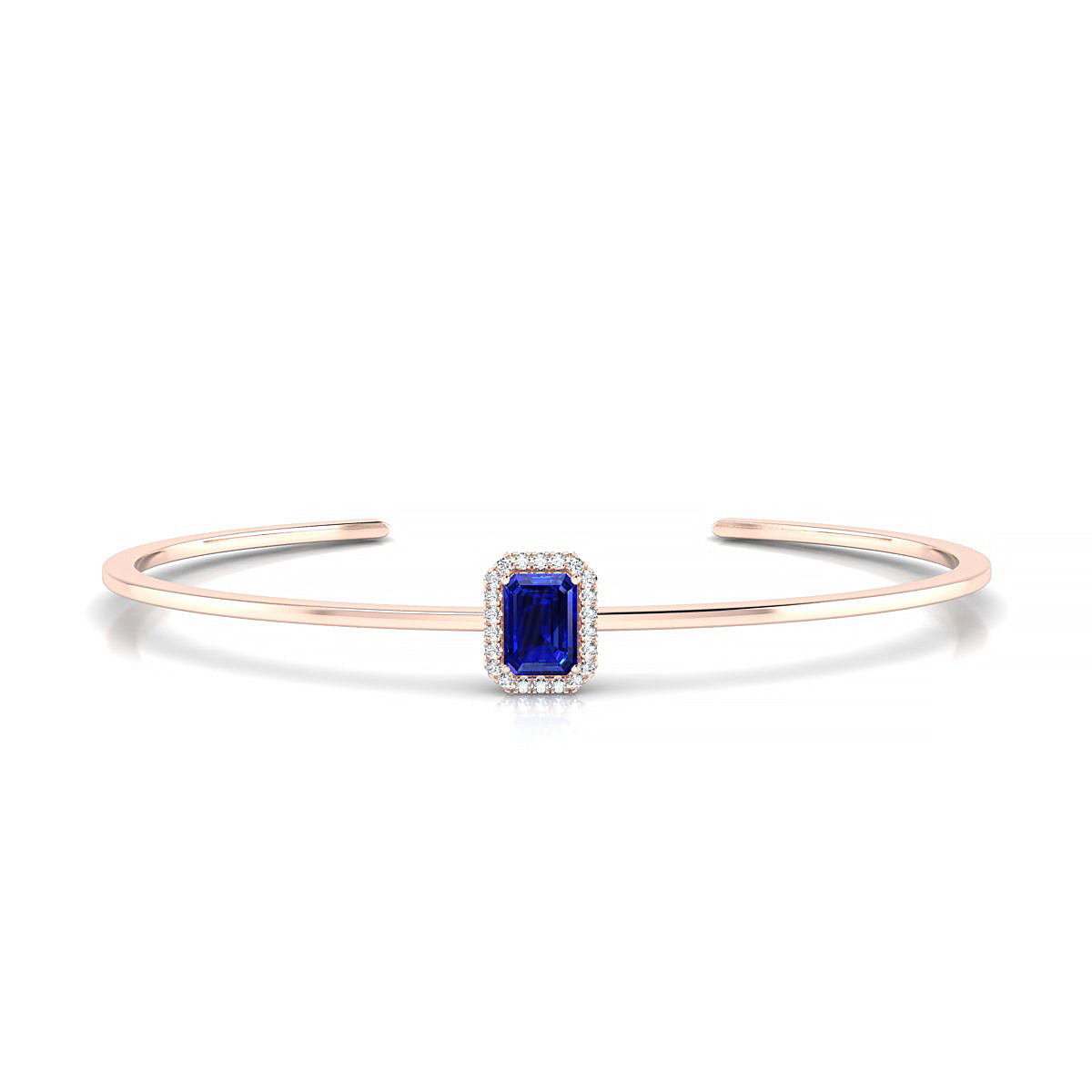 Solar | 18k Rose Gold 7 x 5 mm Emerald Sapphire Bangle