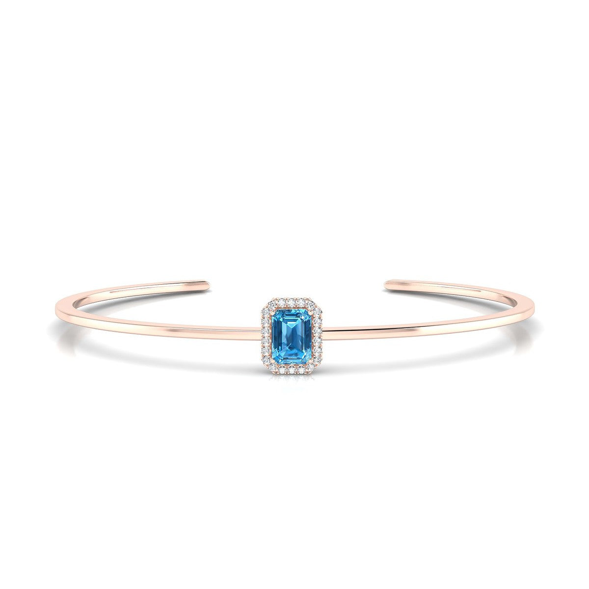 Solar | 18k Rose Gold 7 x 5 mm Emerald Topaz Bangle