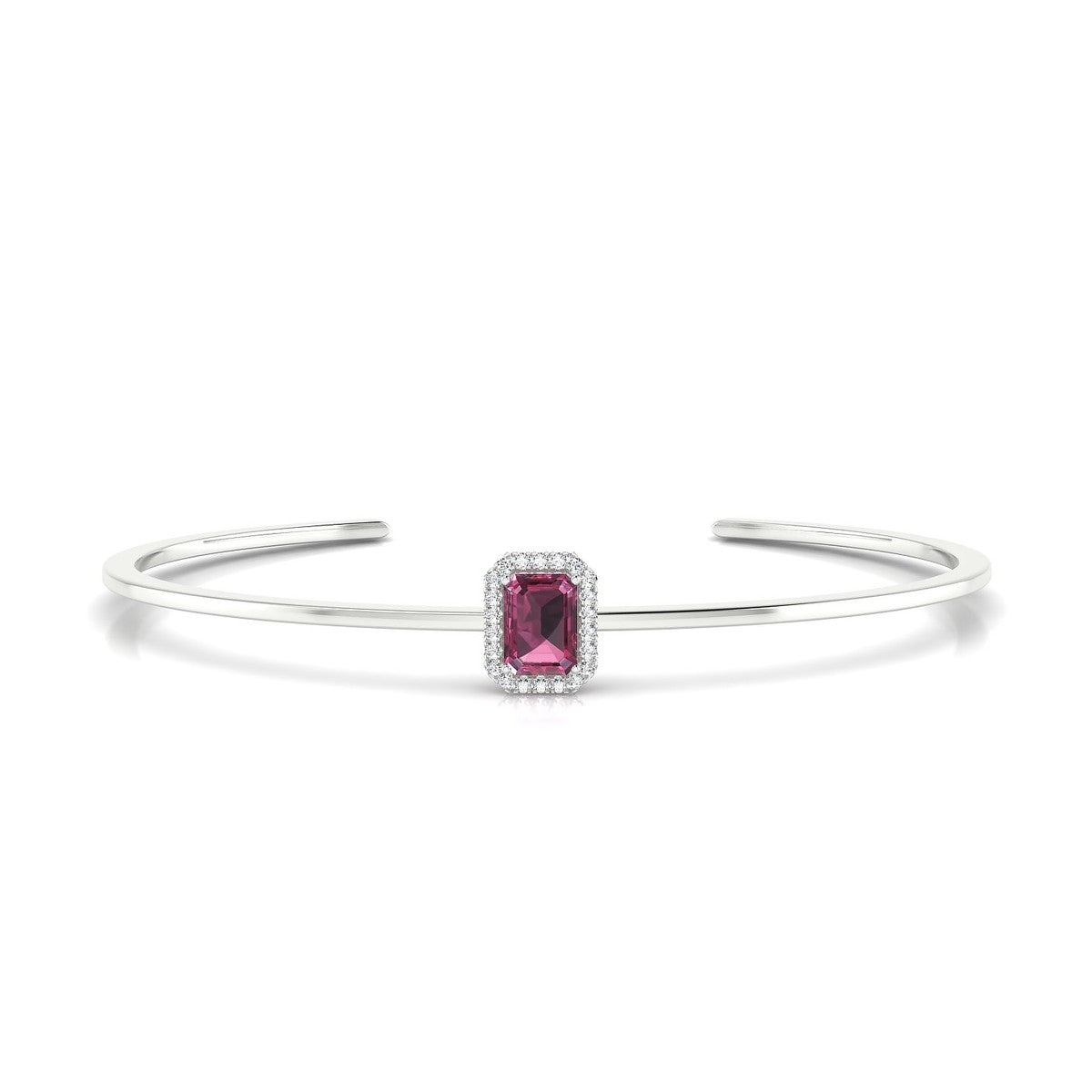 Solar | 18k White Gold 7 x 5 mm Emerald Rhodolite Bangle