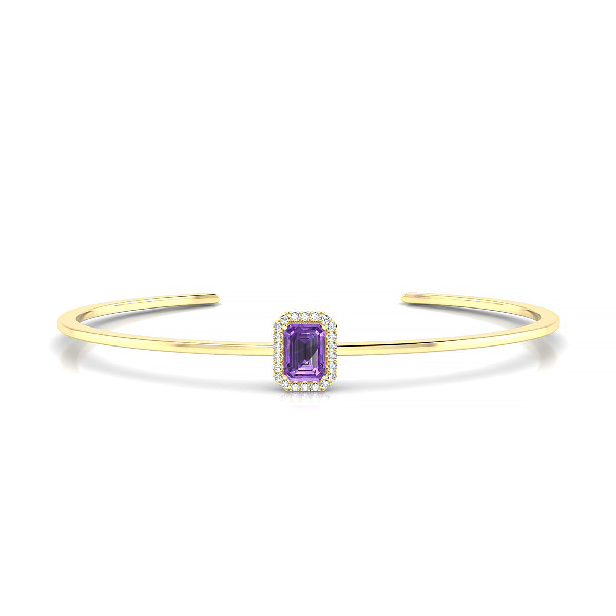 Solar | 18k Yellow Gold 7 x 5 mm Emerald Amethyst Bangle